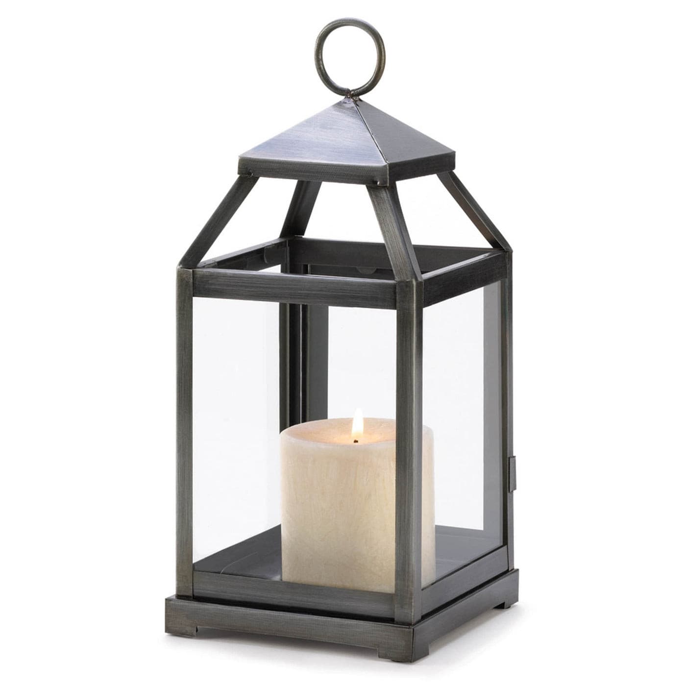 RUSTIC SILVER CONTEMPORARY LANTERN