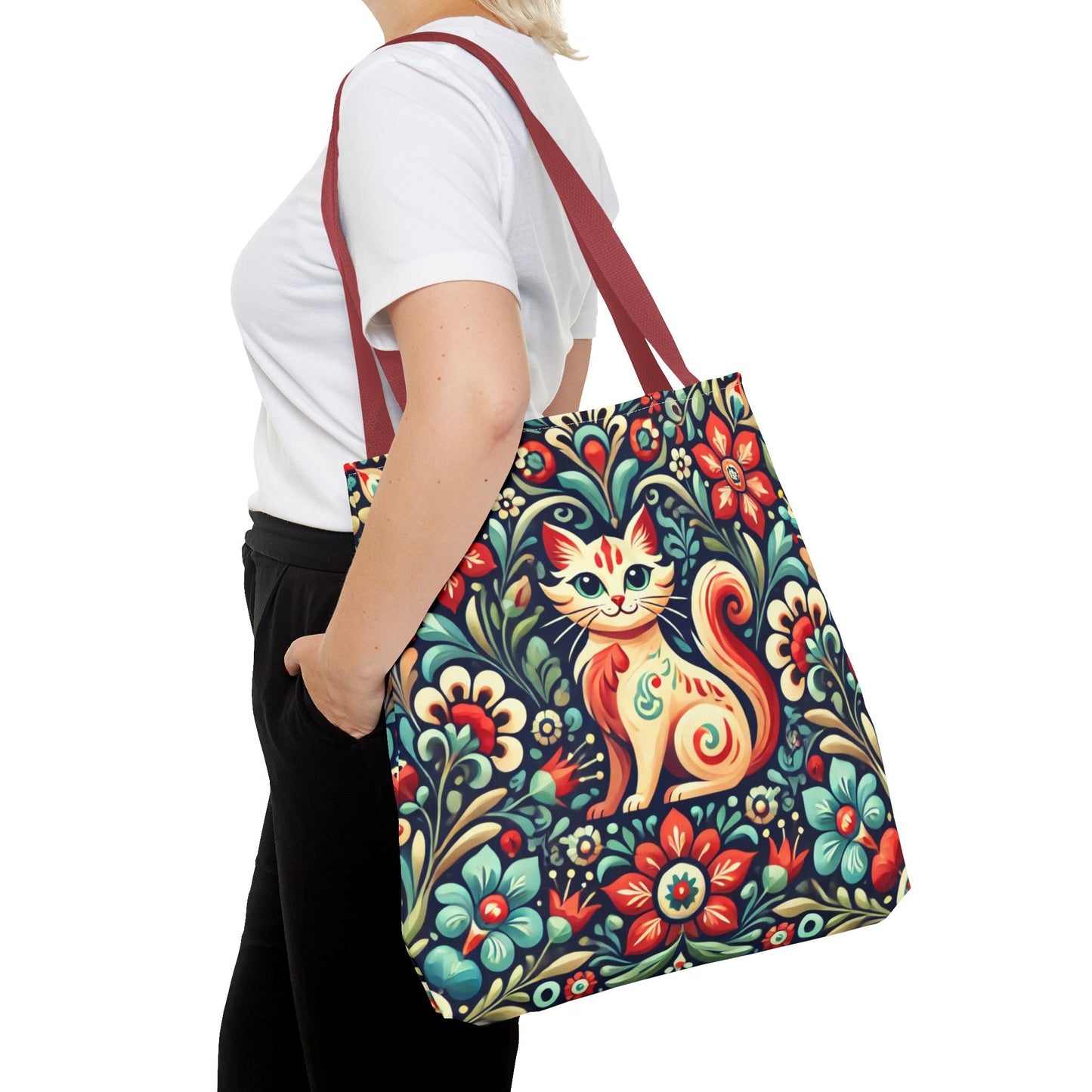 Orange Cat Folk Art Tote Bag