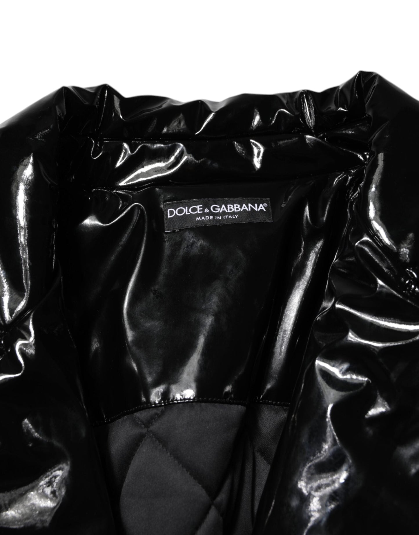 Dolce & Gabbana Polyester Black Quilted Puffer Coat Jacket