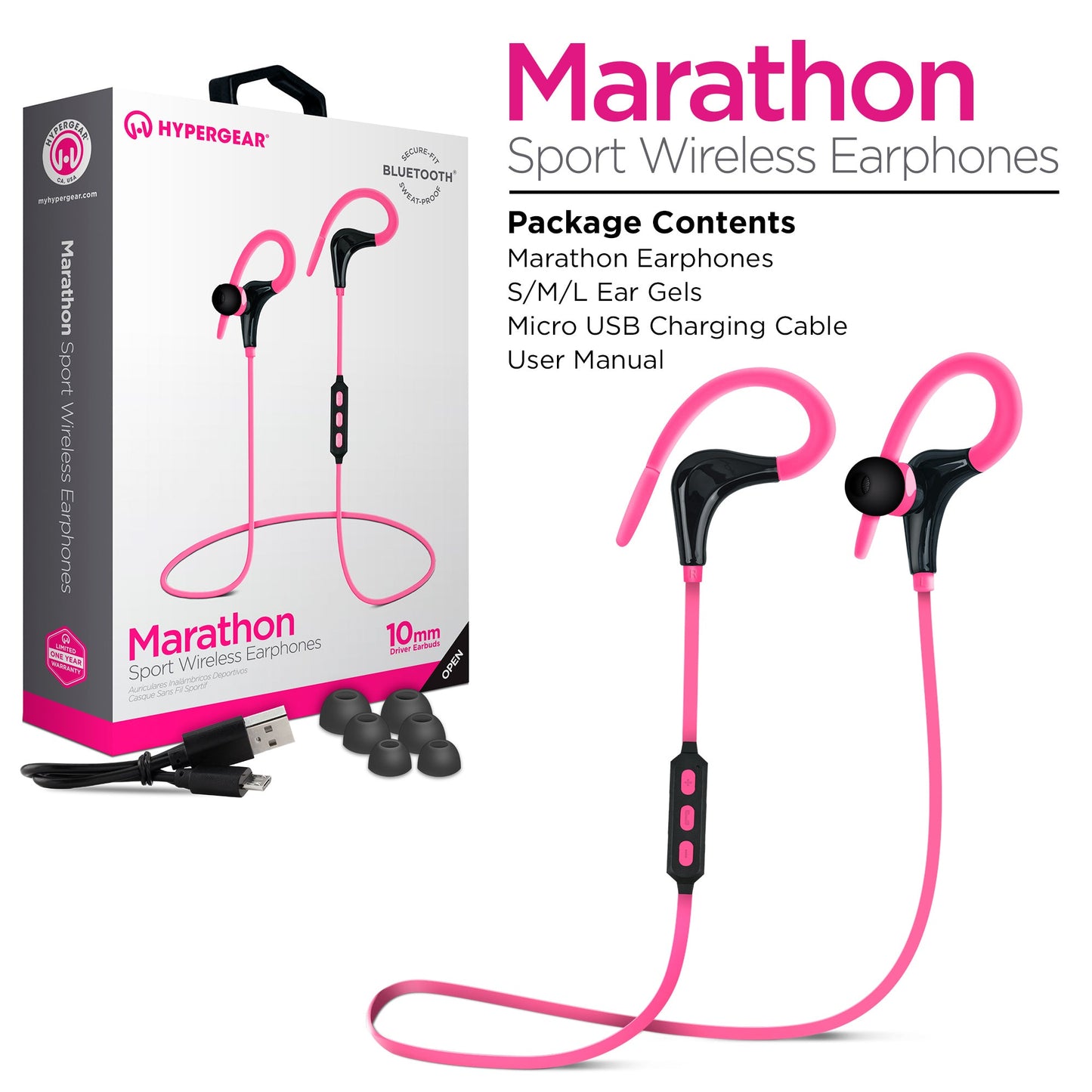 HyperGear Marathon Sport Wireless Bluetooth Earphones (MARPHONES-PRNT)