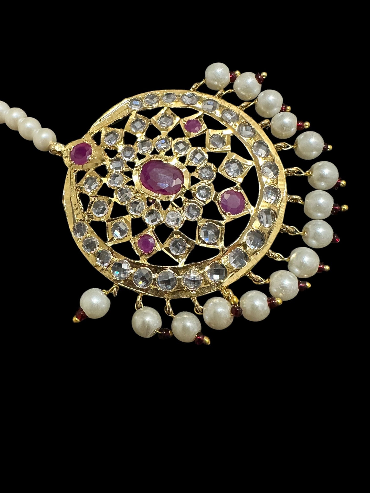 DJTK334 Zeba tika in pearls - ruby ( READY TO SHIP )