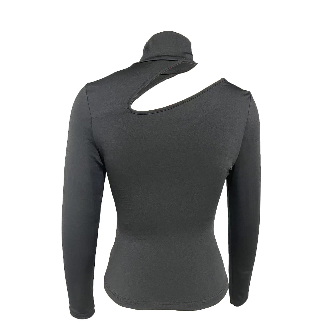 Black Cutout High Neck Top - Slim Fit Long Sleeve Turtleneck