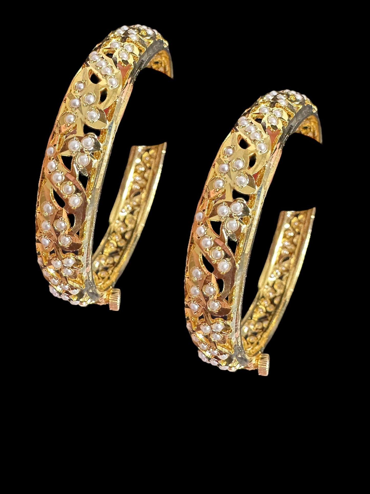 B308 Jadau bangles ( pearls ) ( READY TO SHIP)