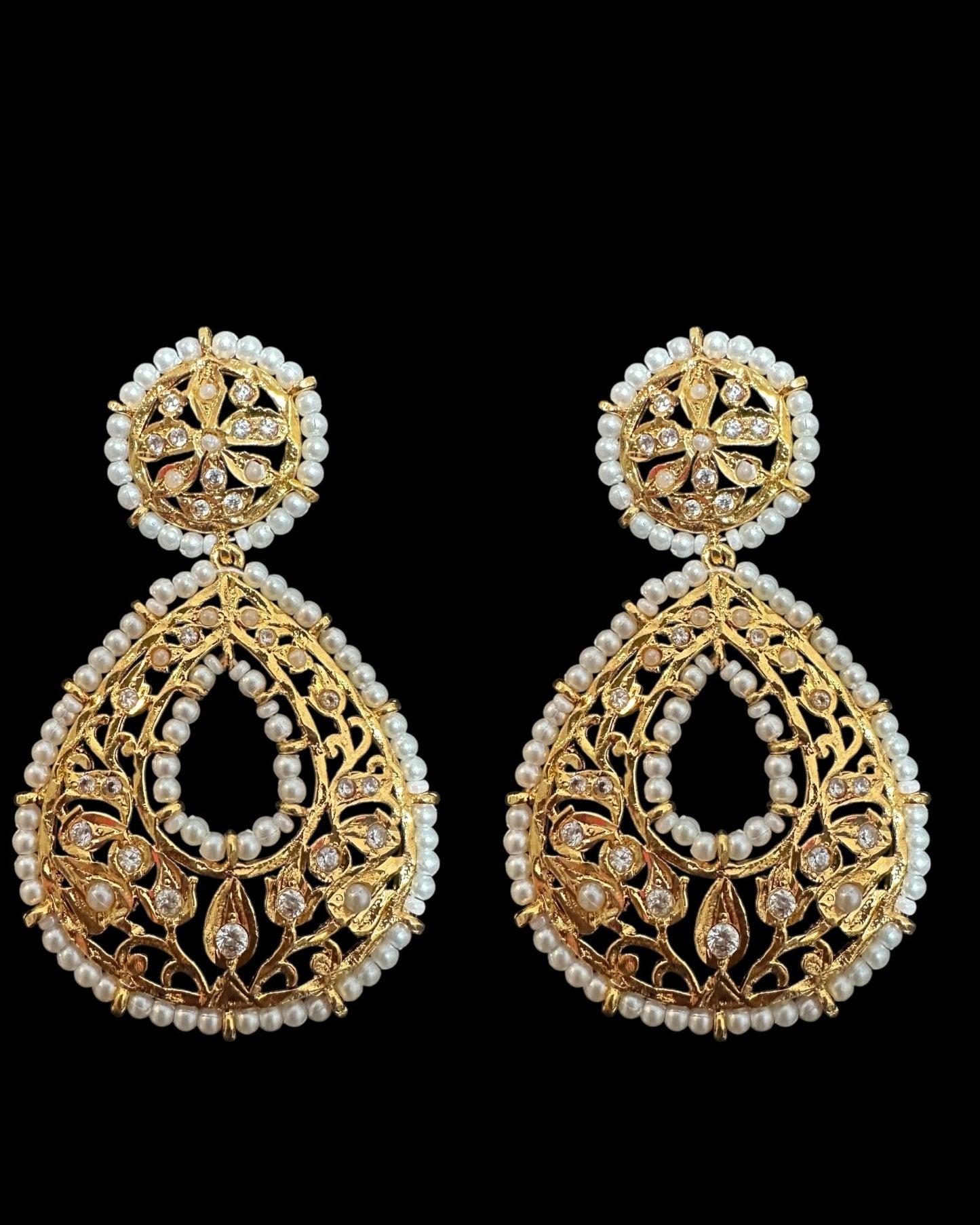 DER738 Gold plated chandbali earrings ( READY TO SHIP )
