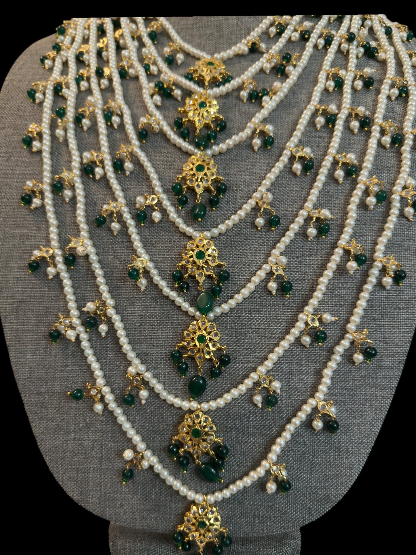 SAT103 Hyderabadi bridal satlada green ( READY TO SHIP )