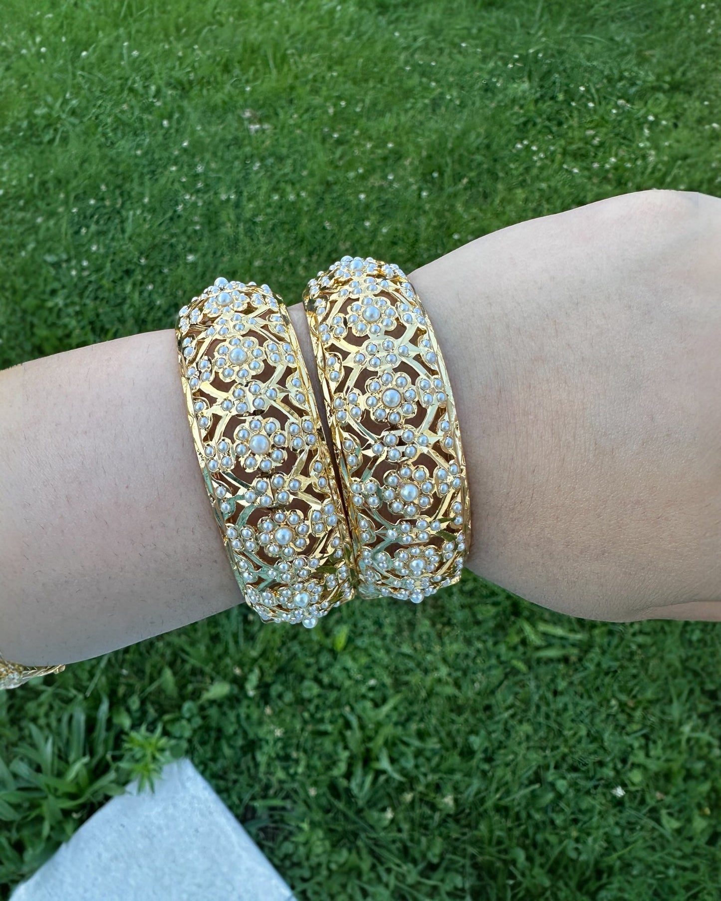 B5 Shibra bangles in pearls one pair ( READY TO SHIP )