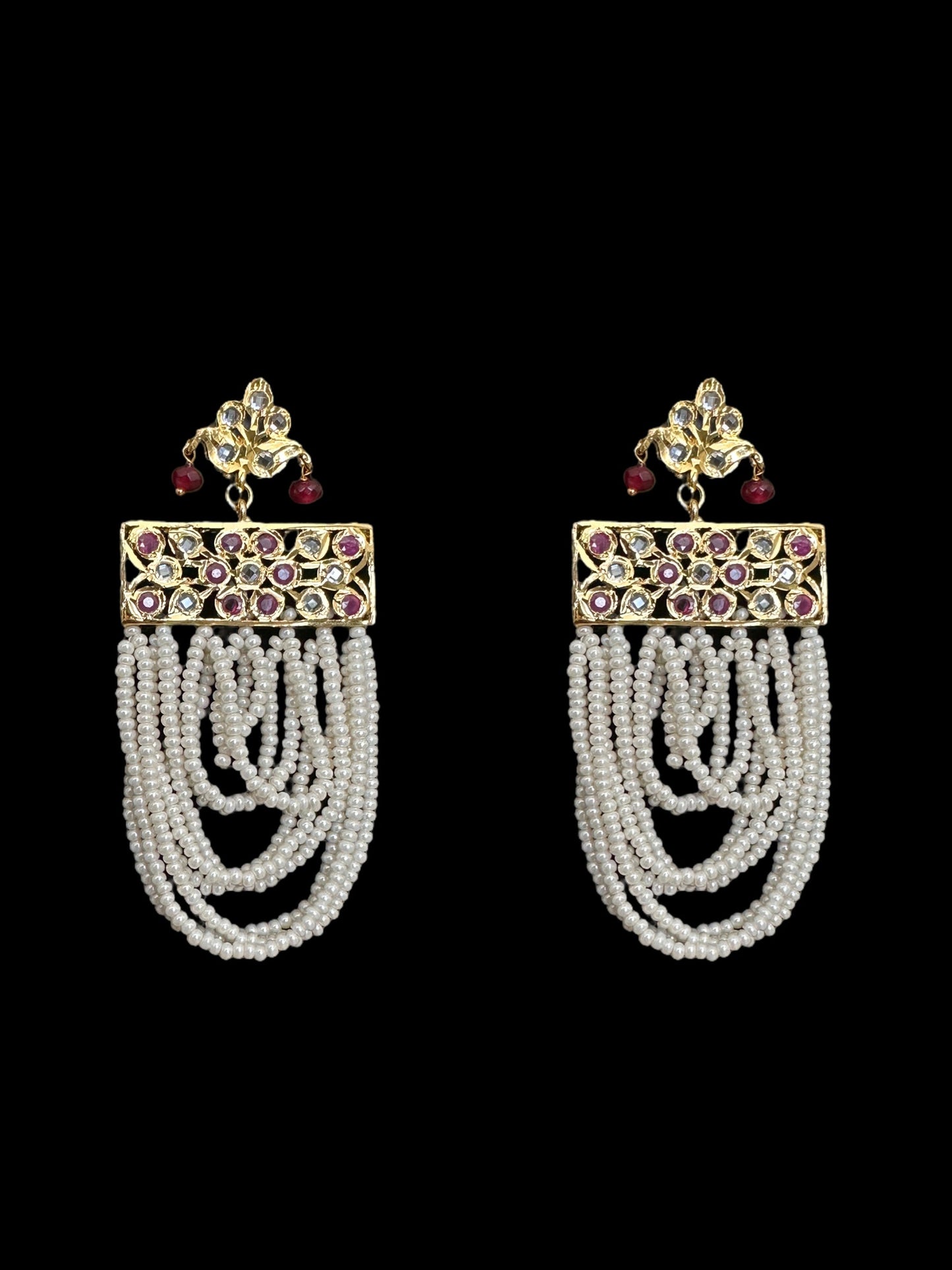 DLN64 pearl Rani haar with beads ( READY TO SHIP  )