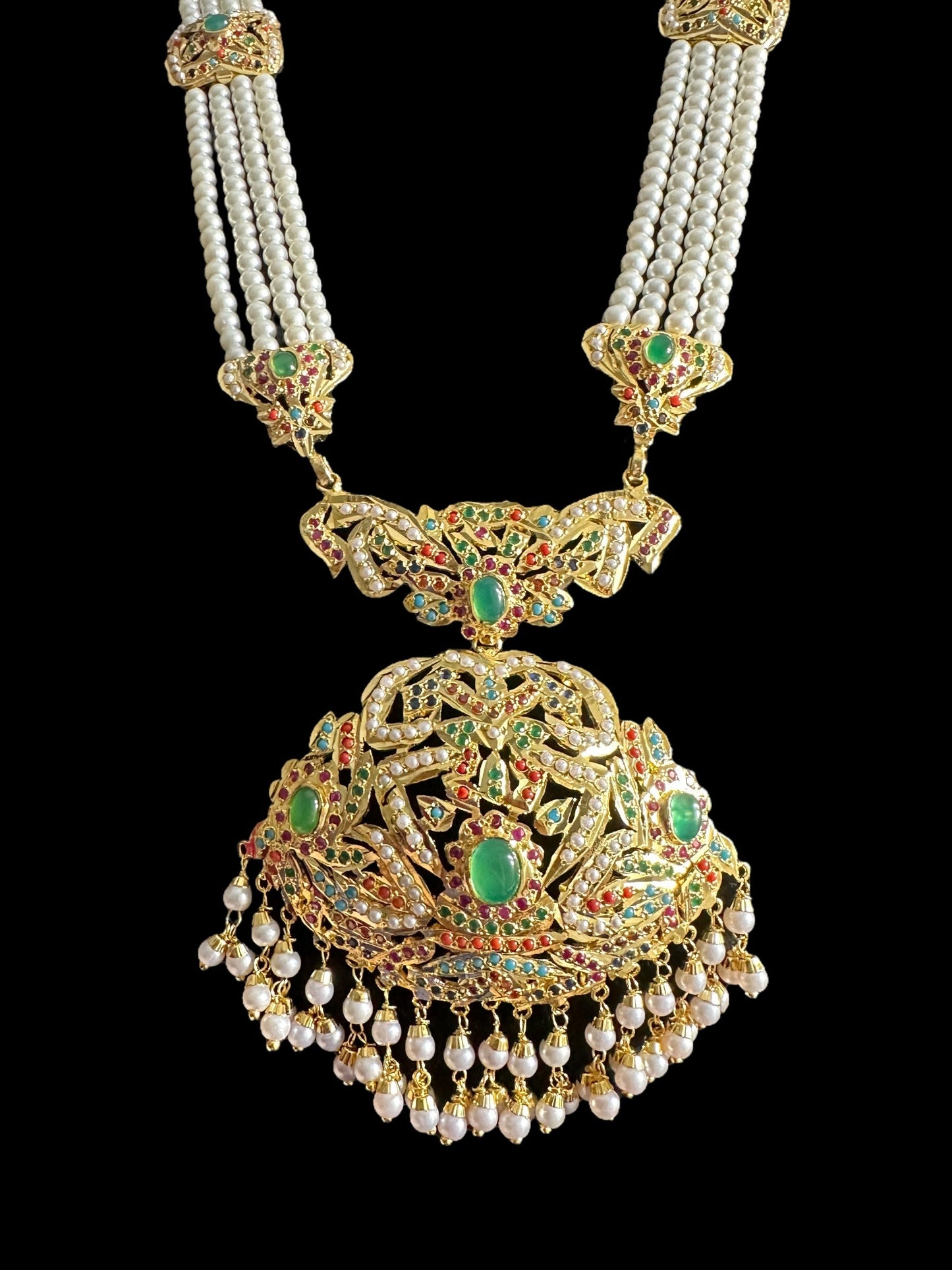 DLN97  Filza jadau rani haar in Navratan ( READY TO SHIP )