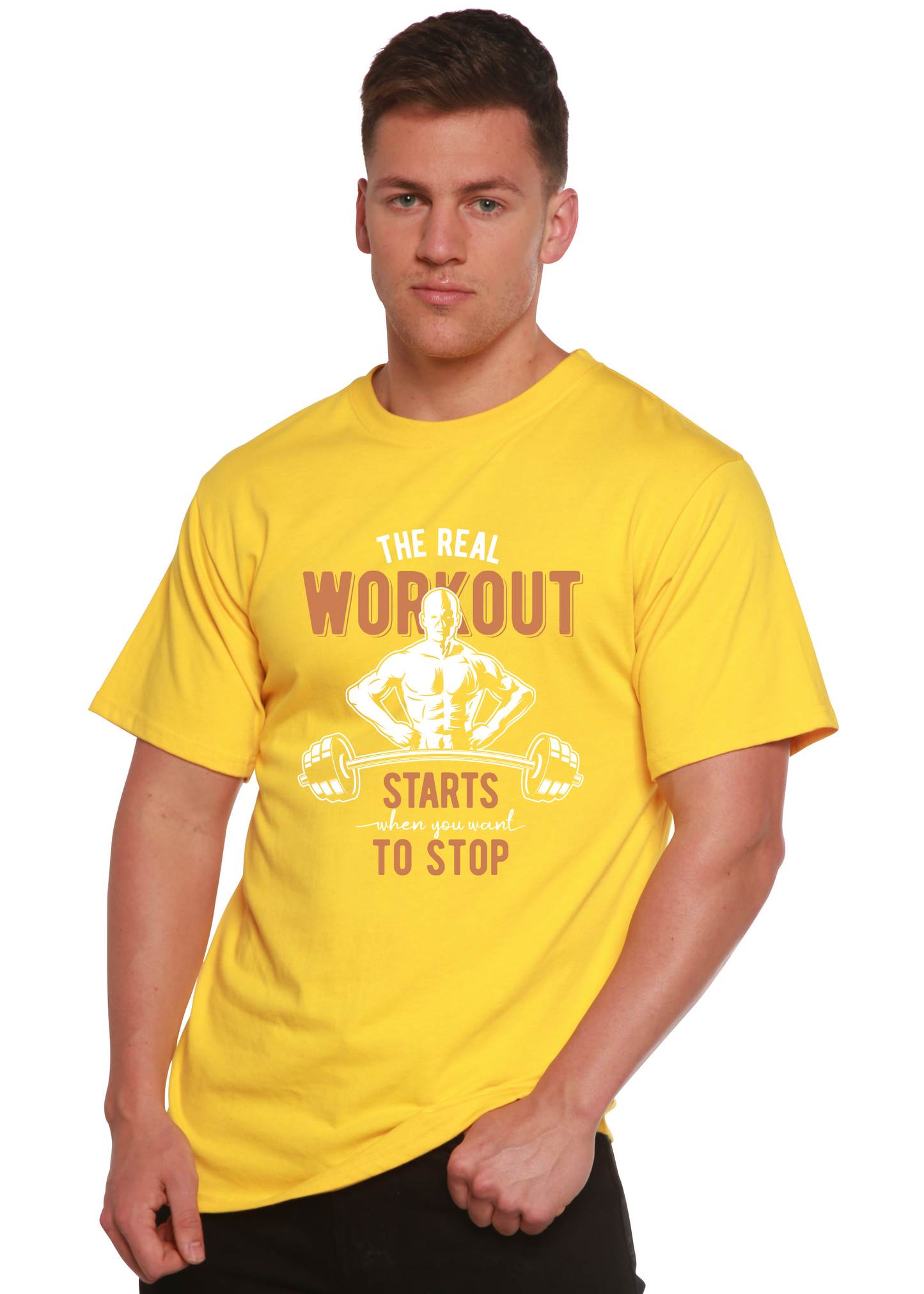 The Real Workout Men's Bamboo Viscose/Organic Cotton Short Sleeve Graphic T-Shirt