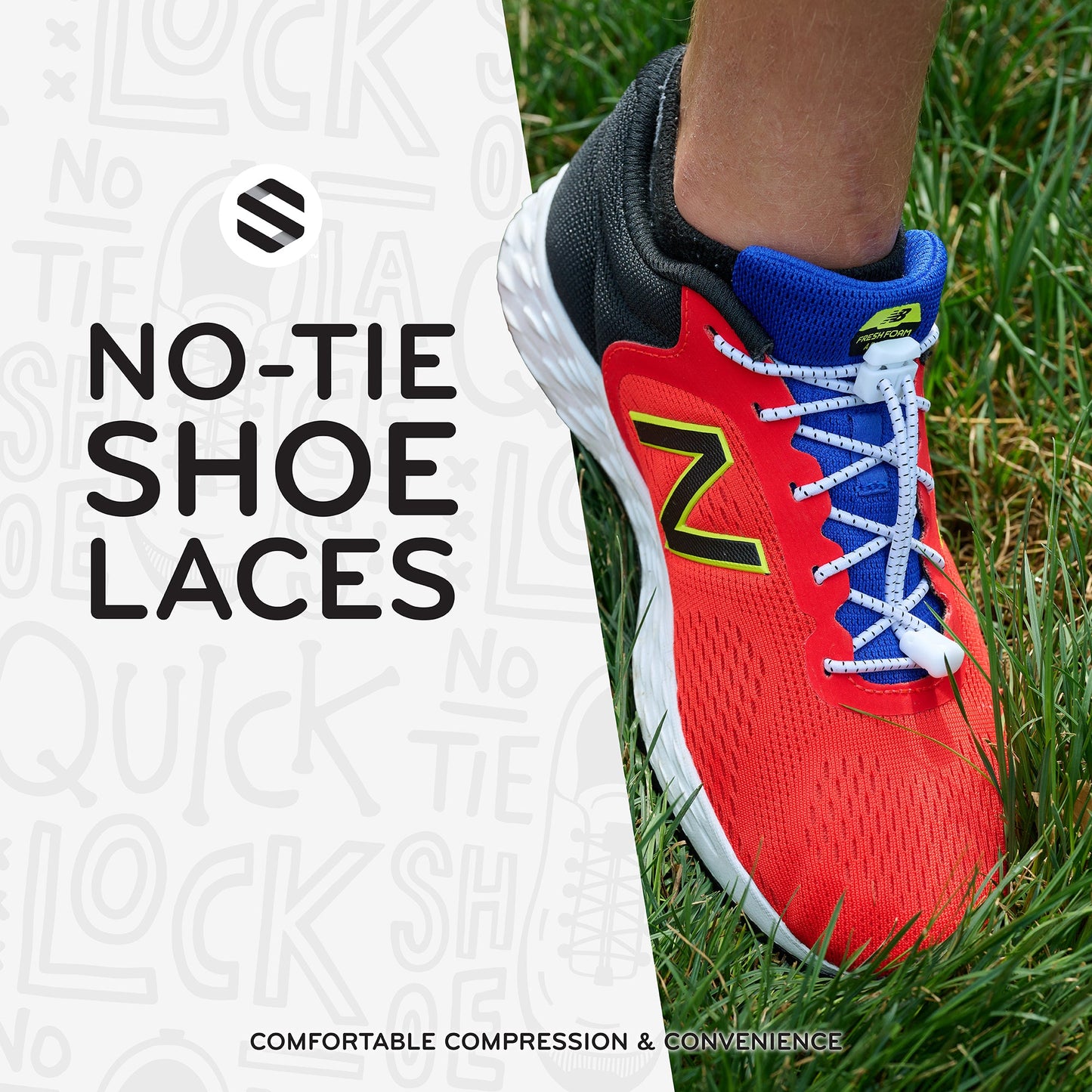 White Quick Lock No Tie Elastic Shoelaces