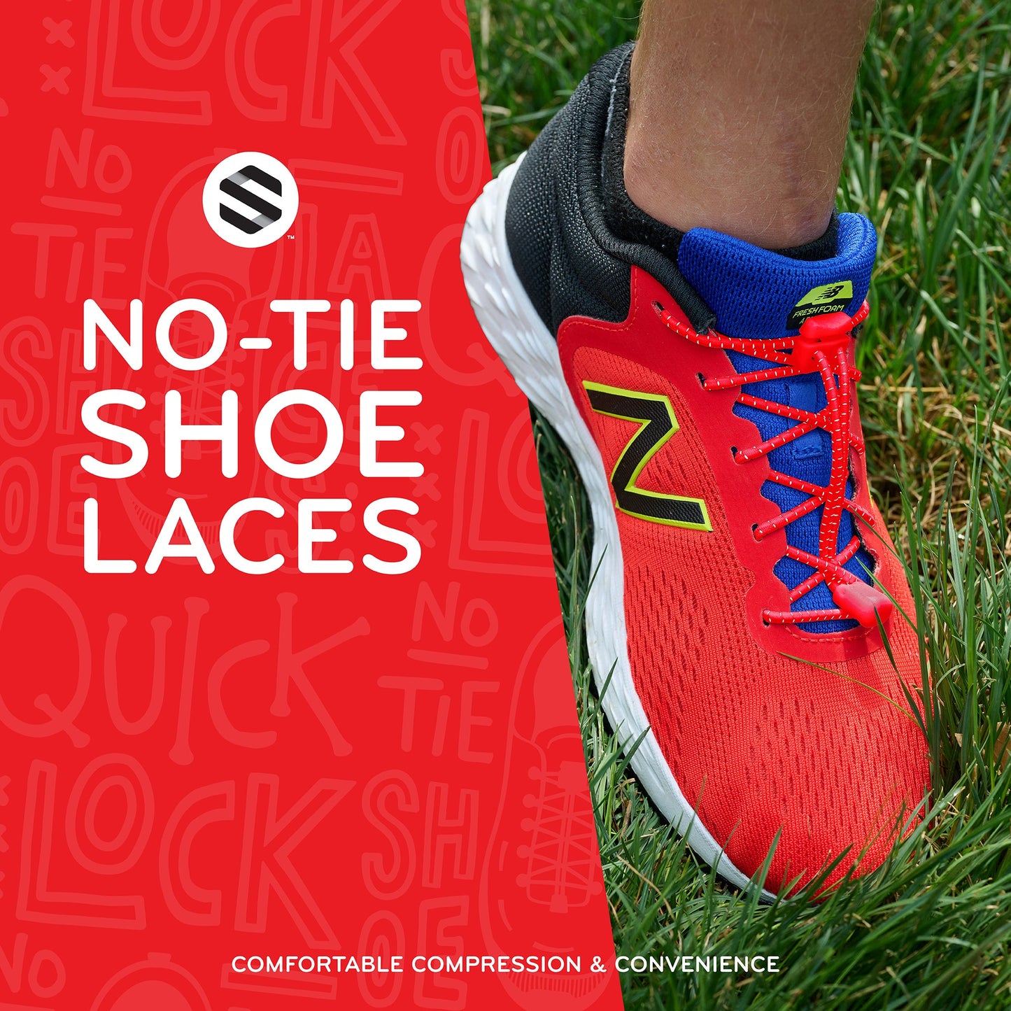 Red Quick Lock No Tie Elastic Shoelaces