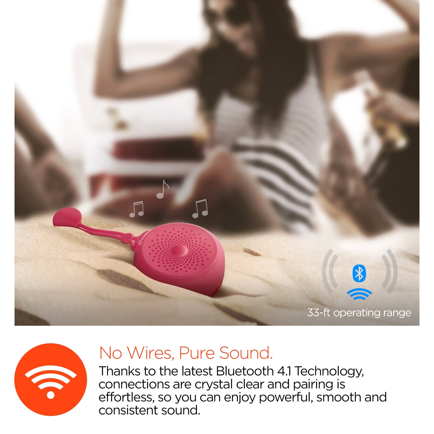 HyperGear Splash Water Resistant Wireless Speaker for Camping (SPLASH-PRNT)