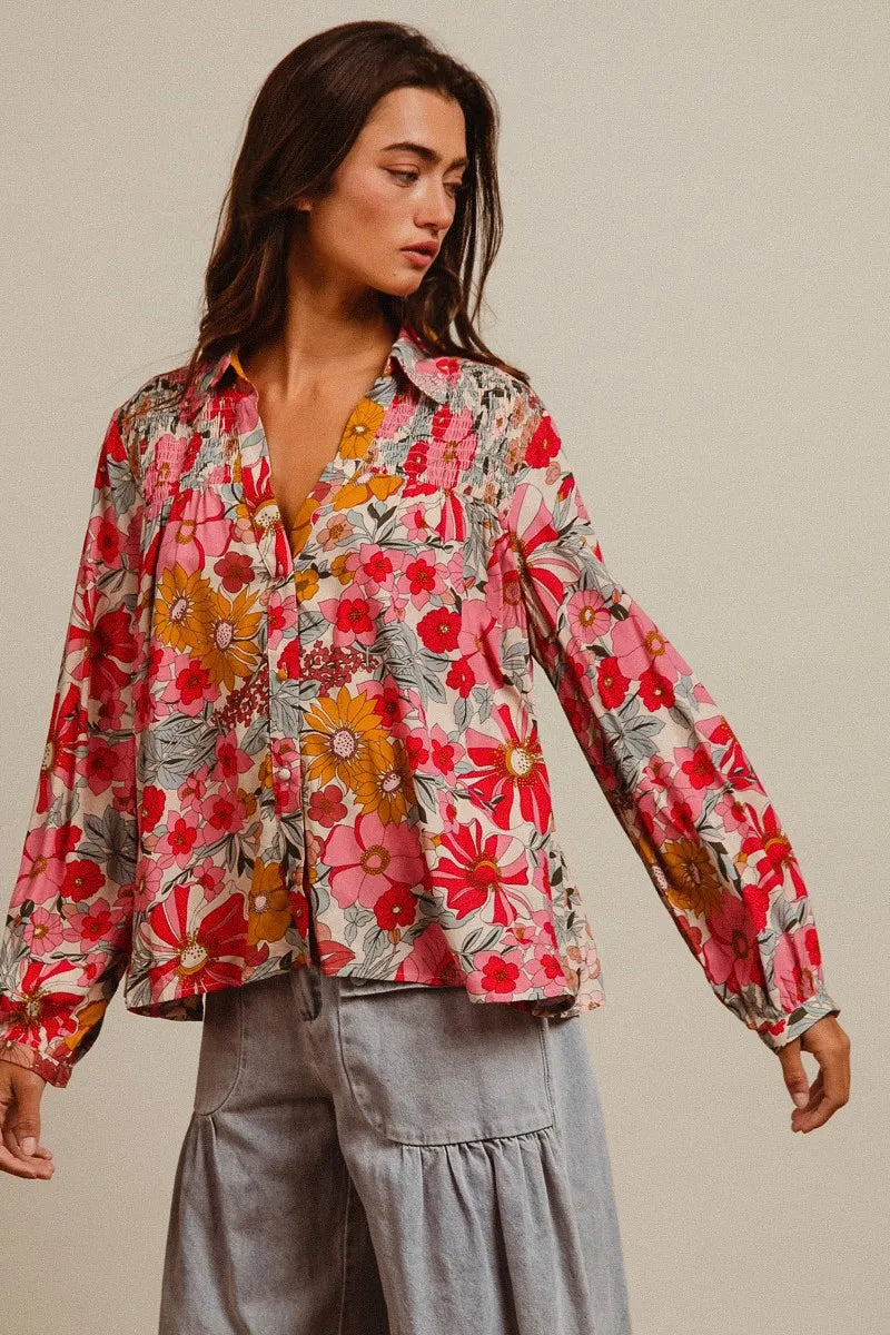 BiBi Woven Floral Printed Shirt Top