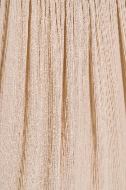 Zenana Woven Crinkle Gauze Crop Tee and Skirt Set