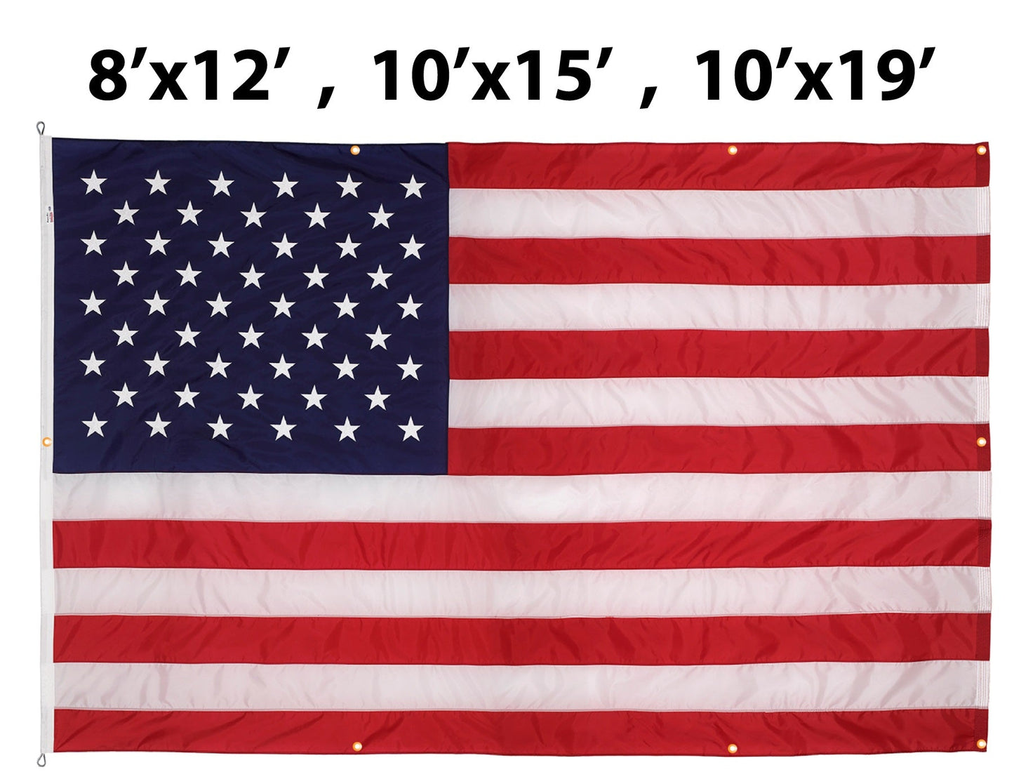 Nylon American Flag with Grommets Along Edges for Wall Hanging - Indoor or Outdoor *Made in USA*