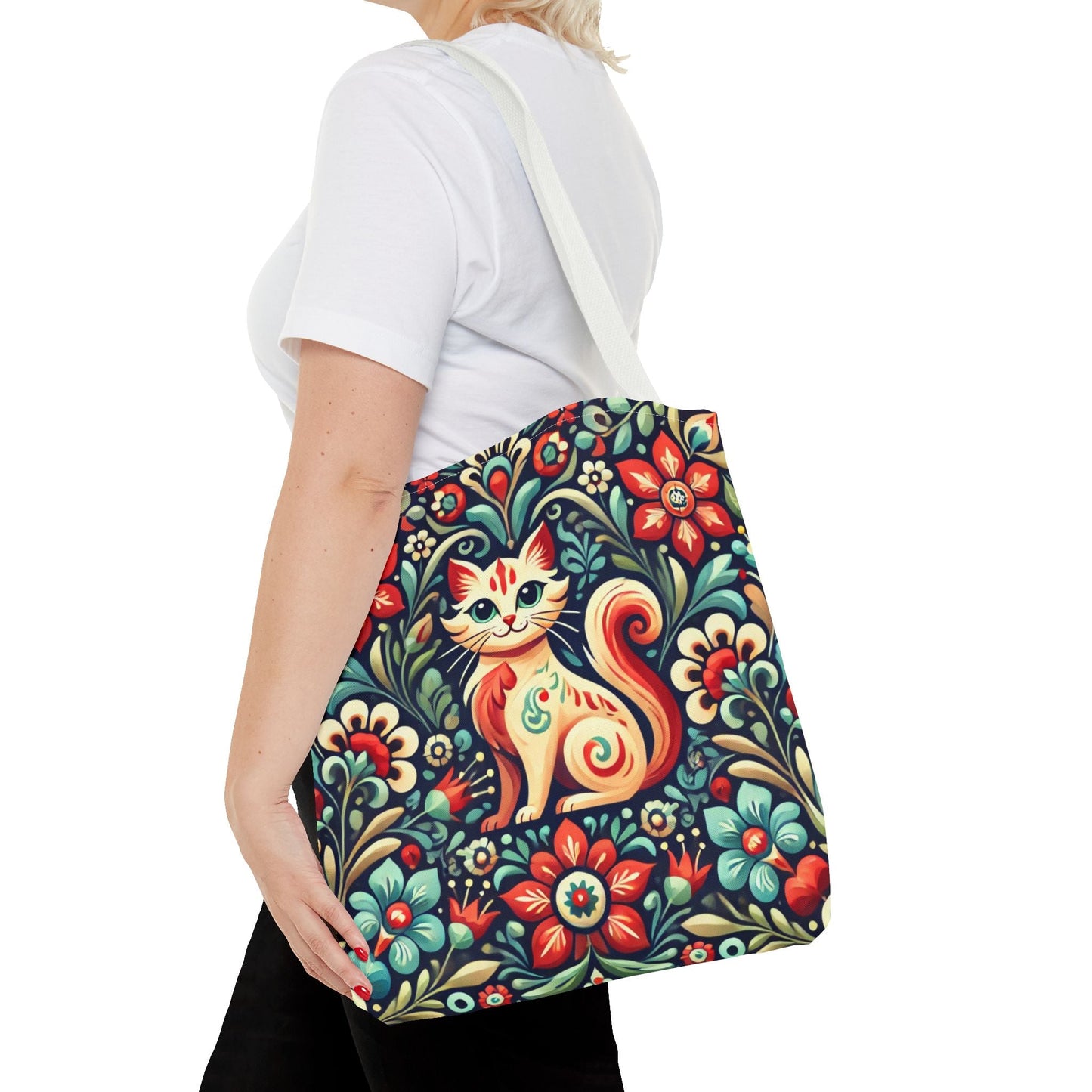 Orange Cat Folk Art Tote Bag