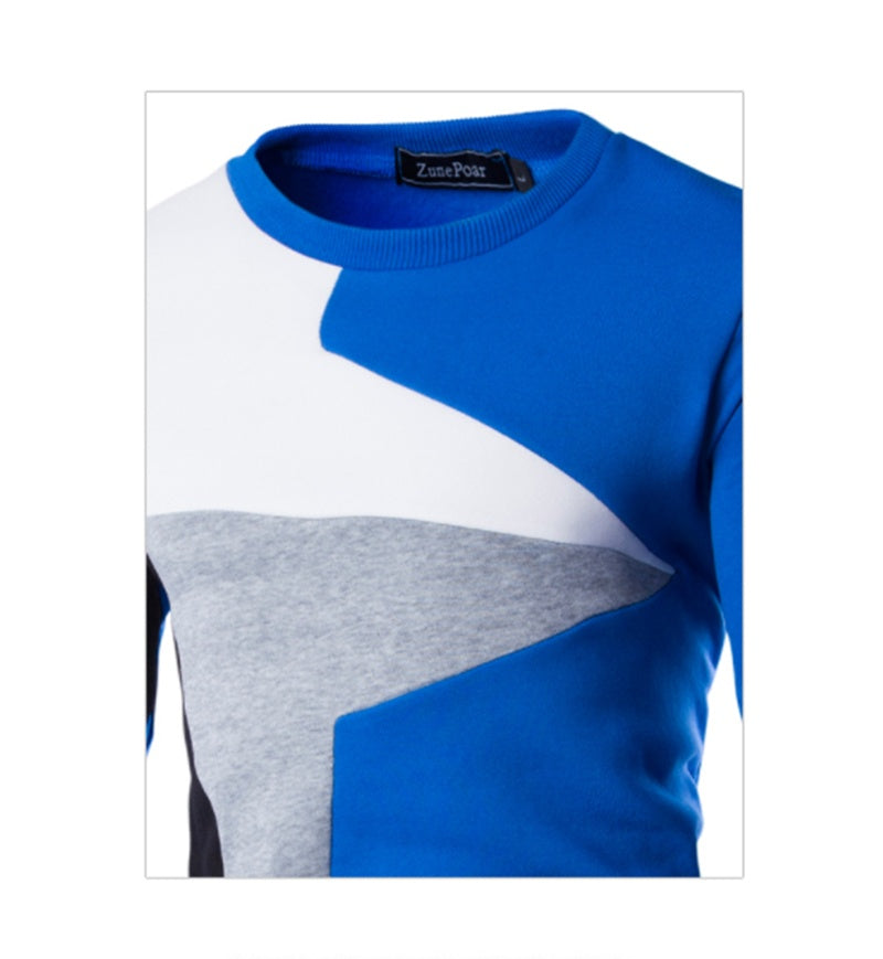 Men's Cotton Colorblock Patchwork Sweatshirt - Geometric Design