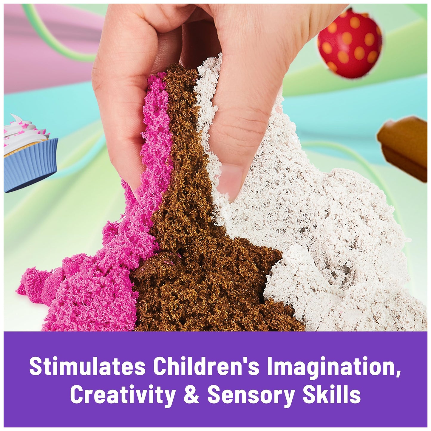 Kinetic Sand Scents Ice Cream Treats Playset 3 Colors 6 Serving Tools New