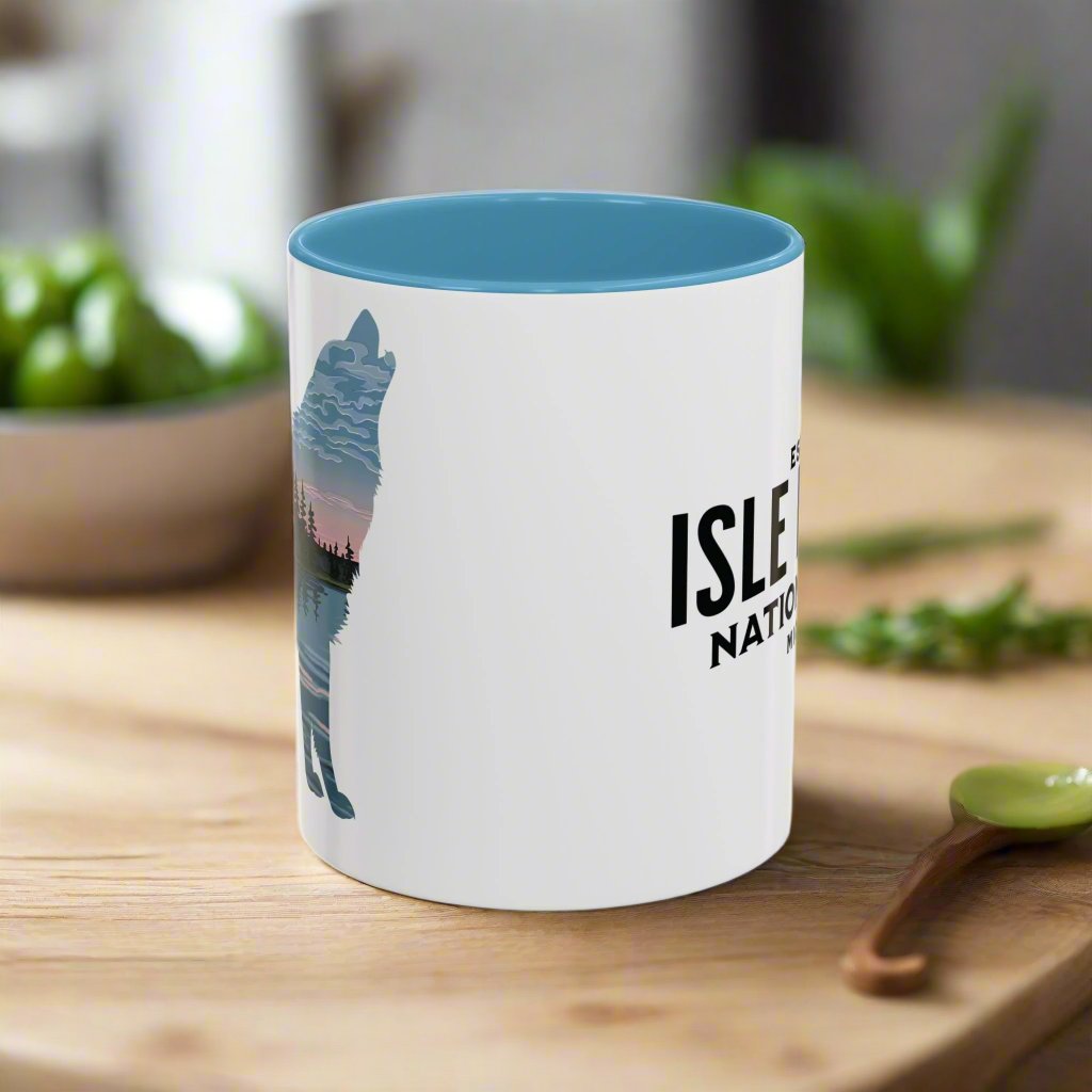 Isle Royal National Park Accent Coffee Mug 11oz 15oz Wolf