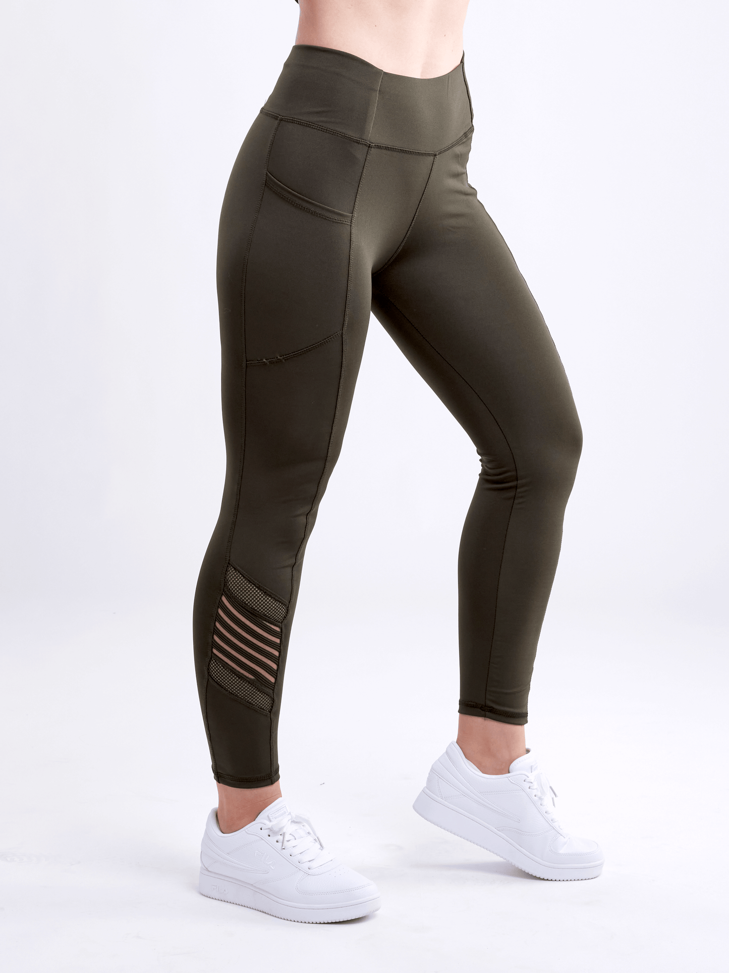 JupiterGear High-Waisted Pilates Leggings with Side Pockets & Mesh Panels