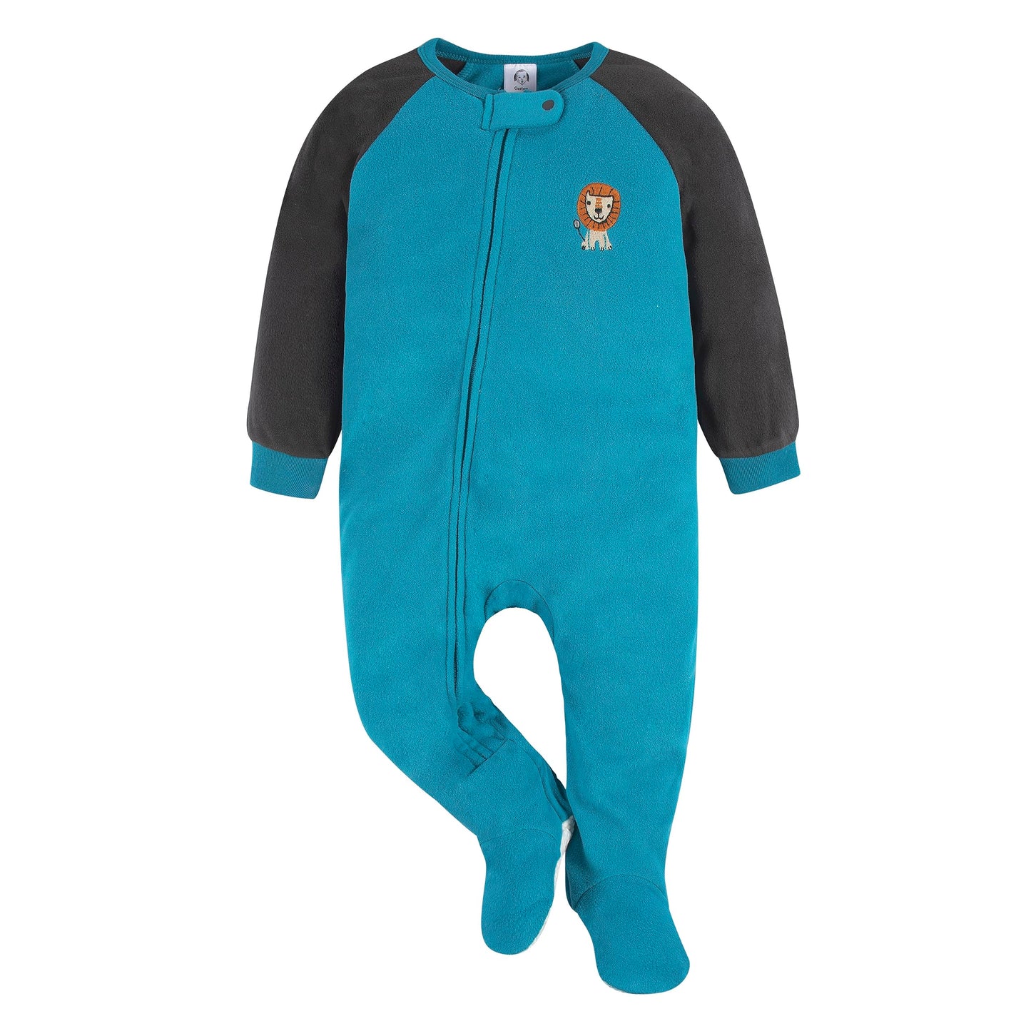 Gerber Baby Boys' Toddler Loose Fit Flame Resistant Fleece Footed Pajamas 2-Pack, Brown Lion, 6-9 Months