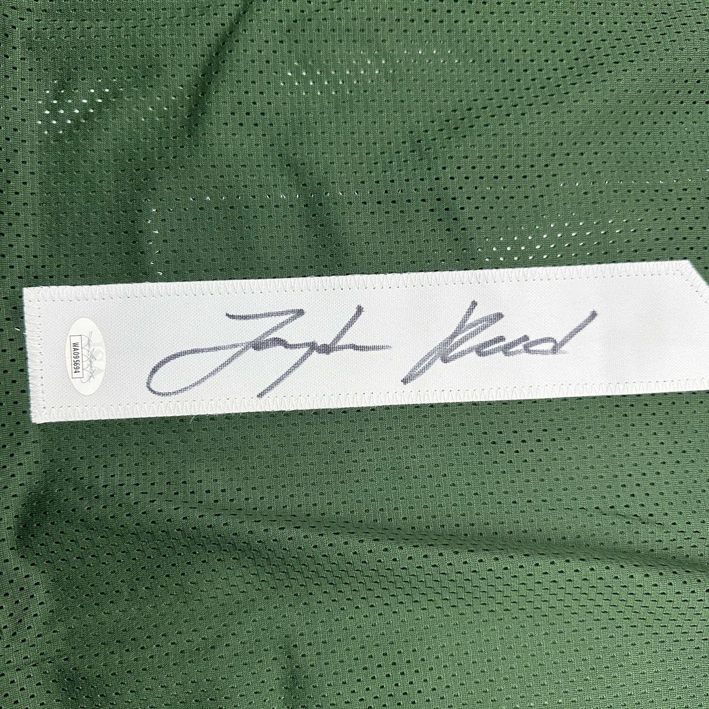 Framed Autographed/Signed Jayden Reed 35x39 Michigan State Green College Football Jersey JSA COA