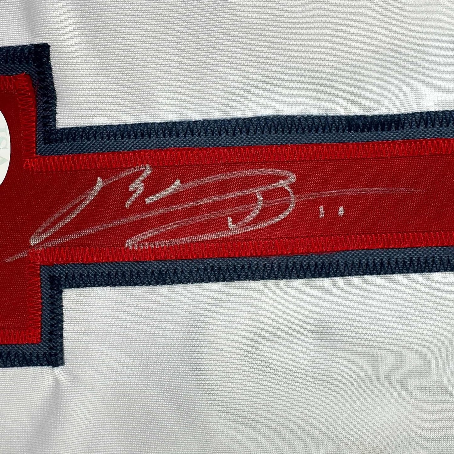 Framed Autographed/Signed Rafael Devers 35x39 Boston White Baseball Jersey JSA COA