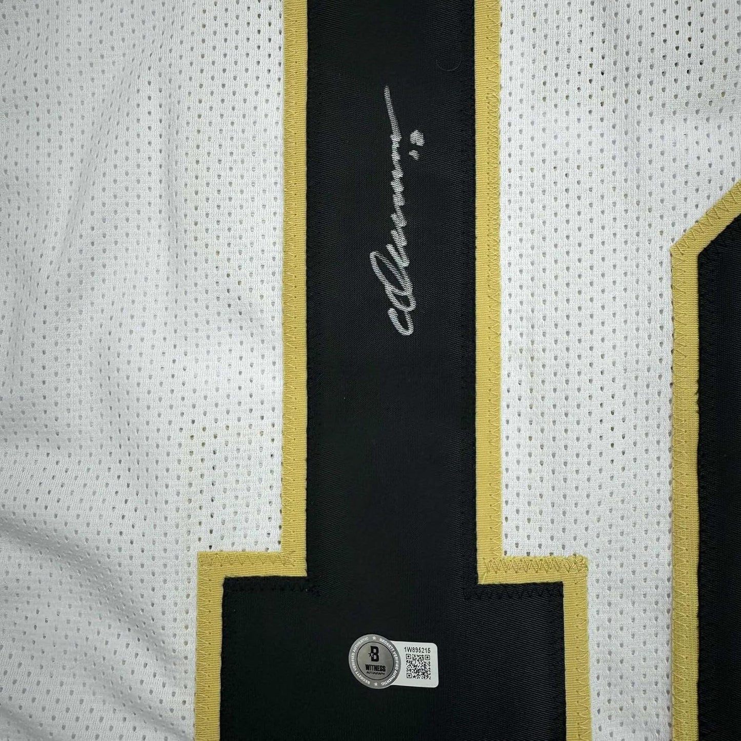Framed Autographed/Signed Chris Olave 35x39 New Orleans White Football Jersey Beckett BAS COA