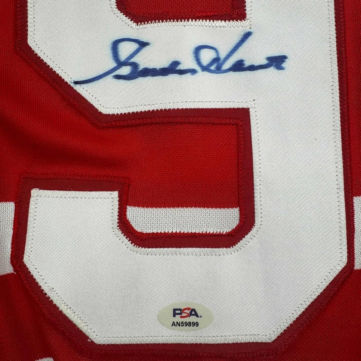 Framed Autographed/Signed Gordie Howe 35x39 Detroit White Hockey Jersey PSA COA