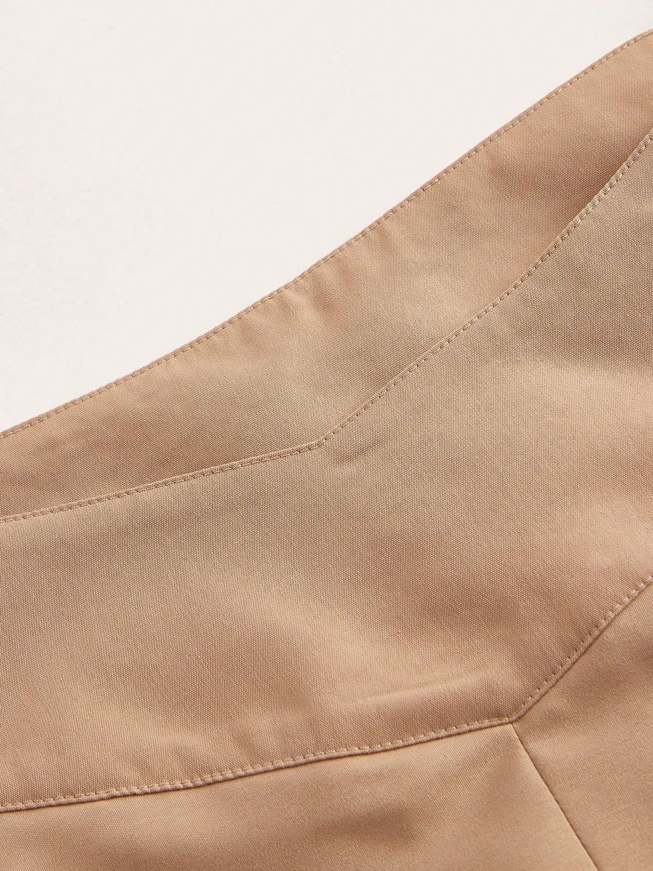 Floerns Women's Plus Size Casual Solid V Low Waist Pleated Hem A Line Mini Skirt Coffee Brown 3XL