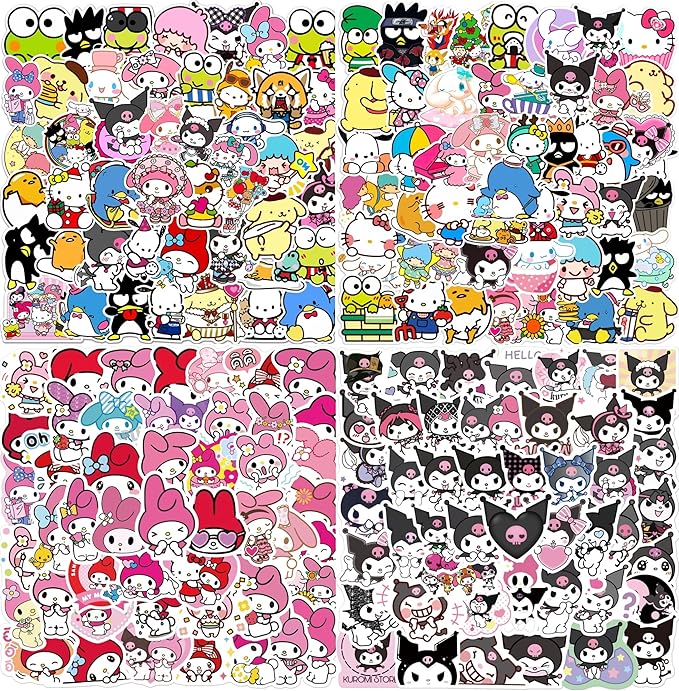 200-Piece Stickers Pack Cartoon Anime for Laptop Water Bottles Suitcase Skateboard Computer, Waterproof Reuseable Stickers for Kids Teens Boys Girls 564