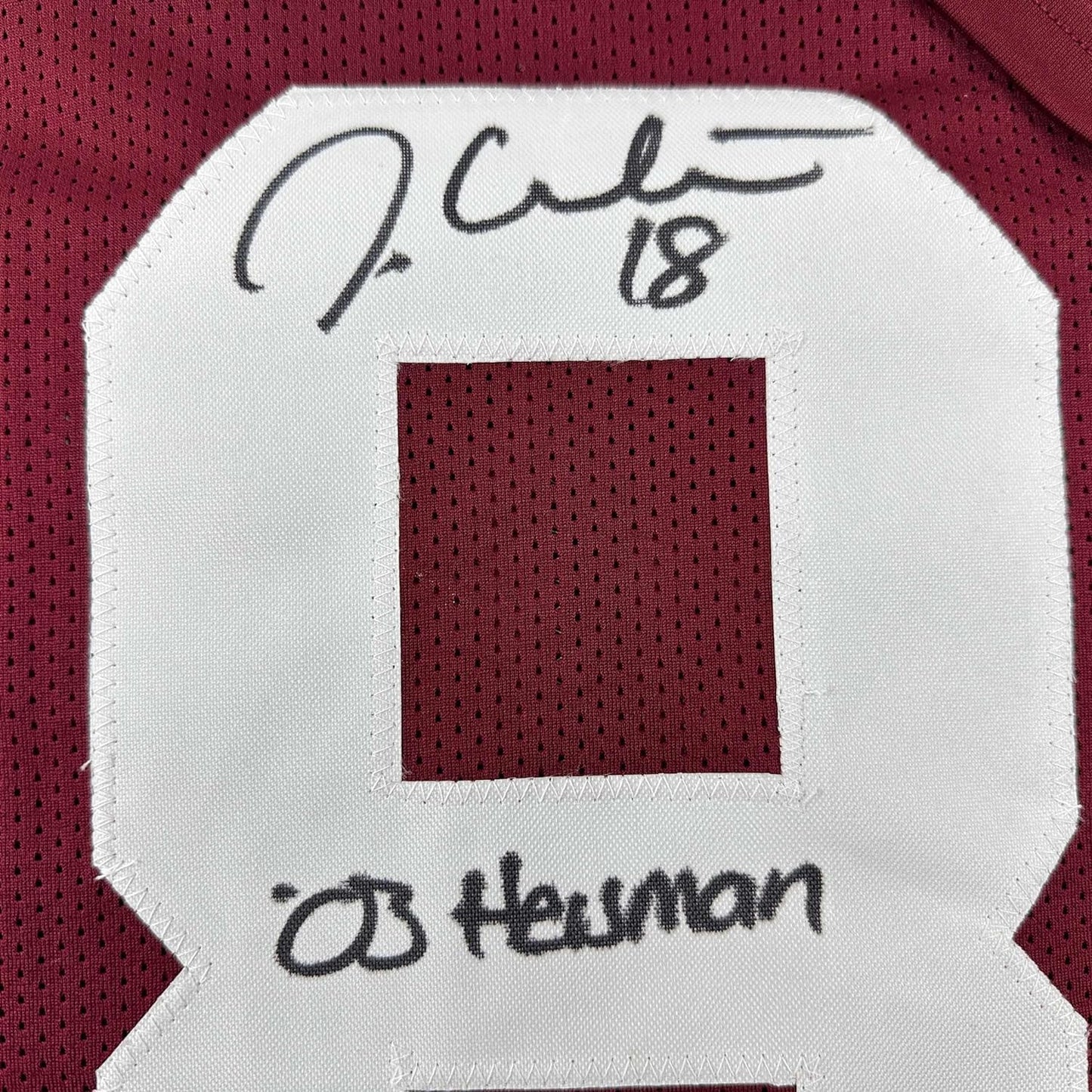 Framed Autographed/Signed Jason White 35x39 03 Heisman Oklahoma Maroon College Football Jersey JSA COA