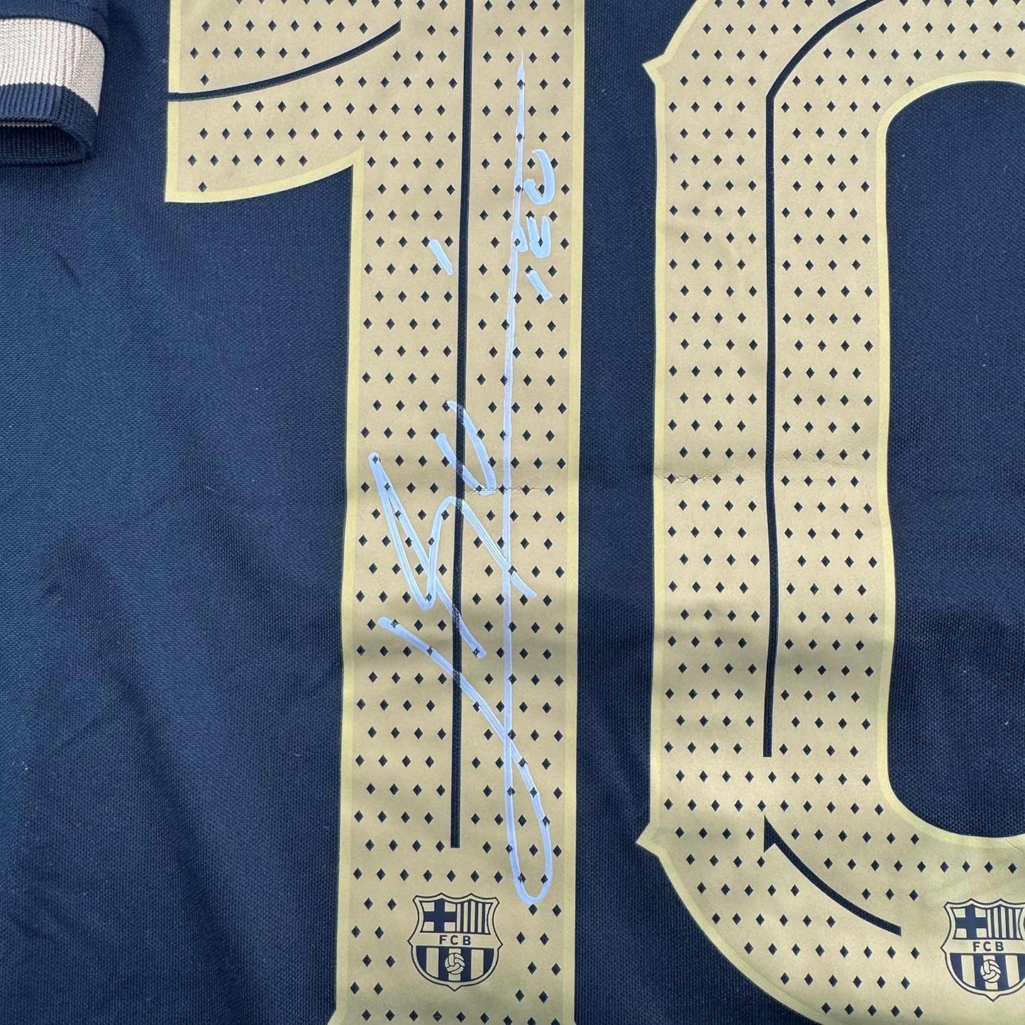 Framed Autographed/Signed Lionel Leo Messi 35x39 FC Barcelona Black Soccer Jersey Beckett BAS COA