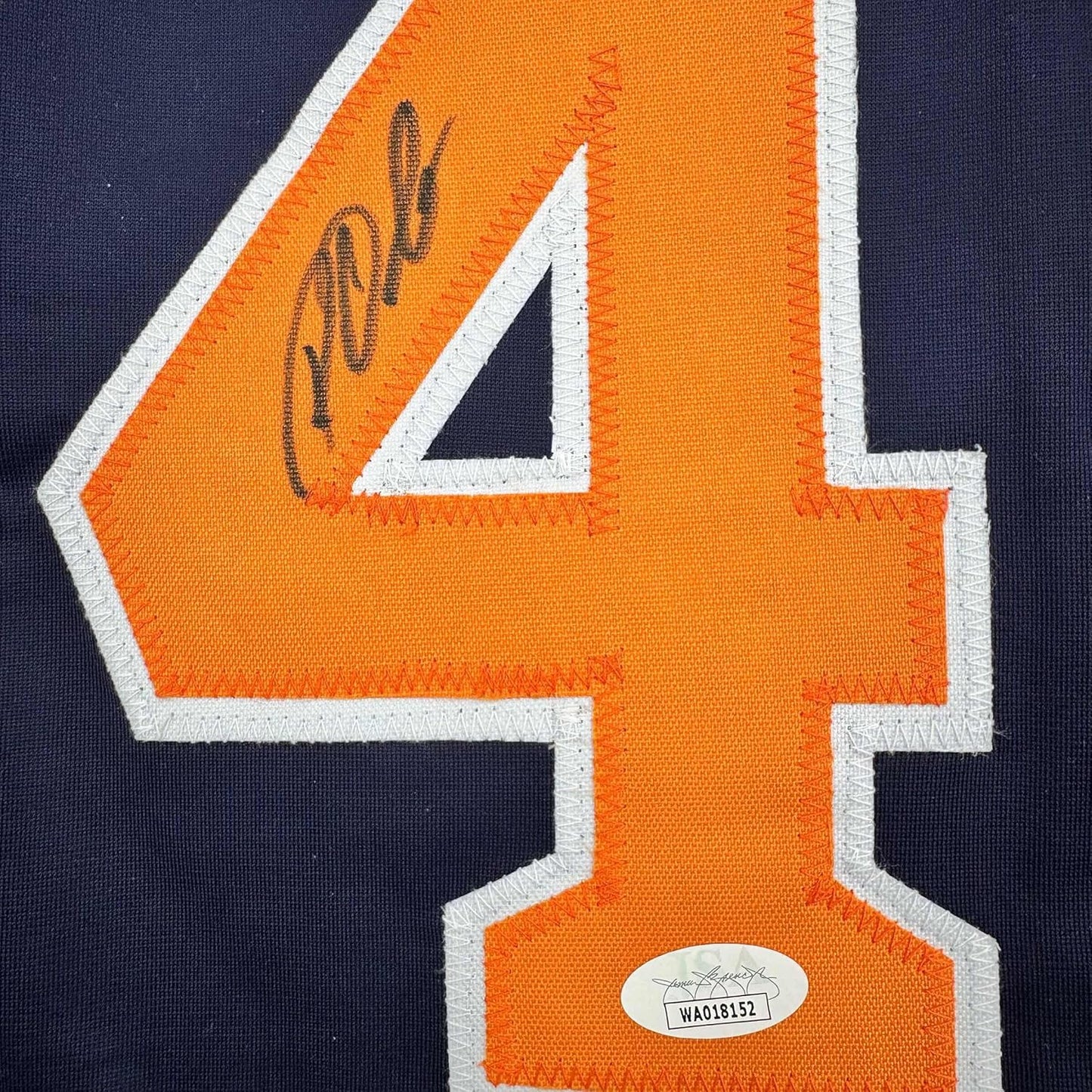 Framed Autographed/Signed Roy Oswalt 35x39 Houston Blue Baseball Jersey JSA COA