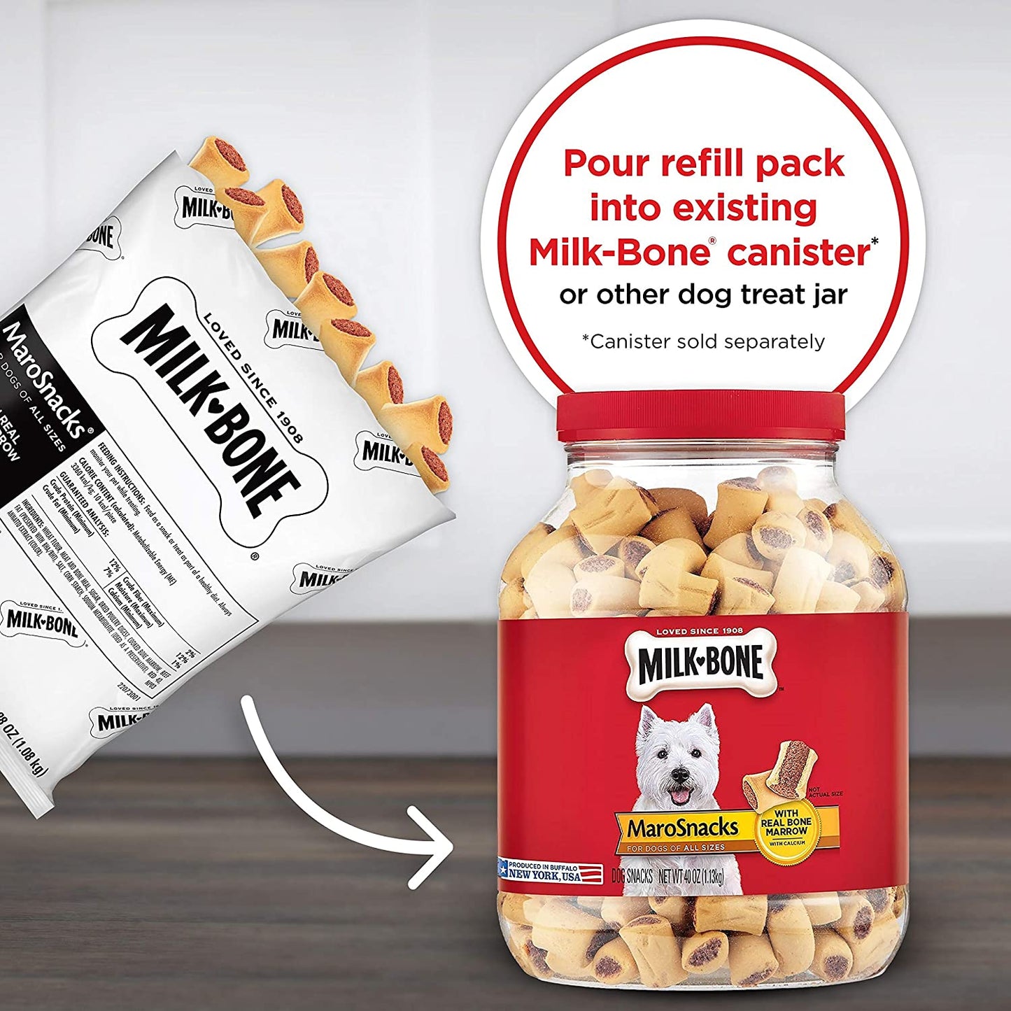 Milk-Bone MaroSnacks Dog Treats, Beef, 15 Ounce (Pack of 6)