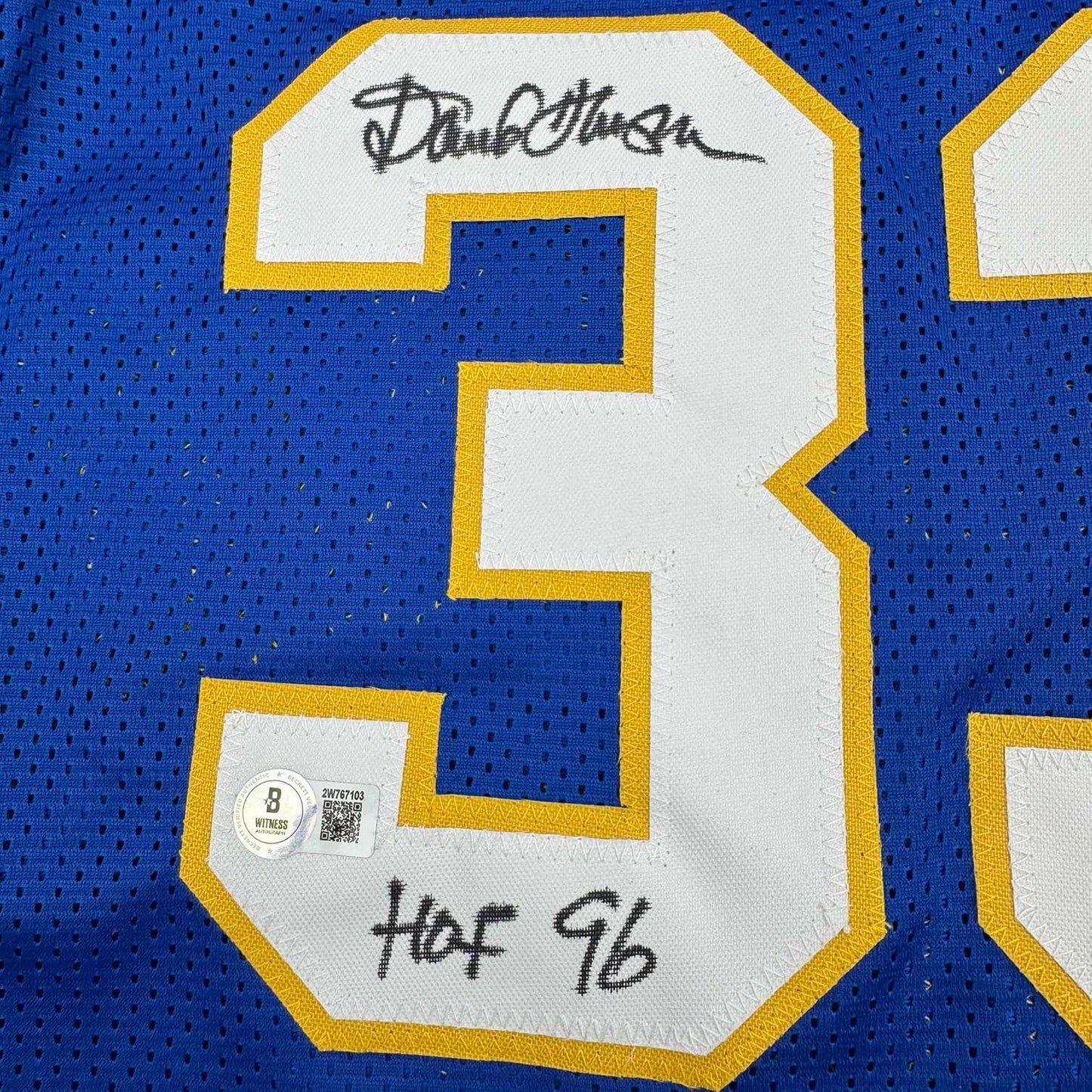 Framed Autographed/Signed David Thompson 35x39 HOF 96 Denver Blue Retro Rainbow Basketball Jersey Beckett BAS COA