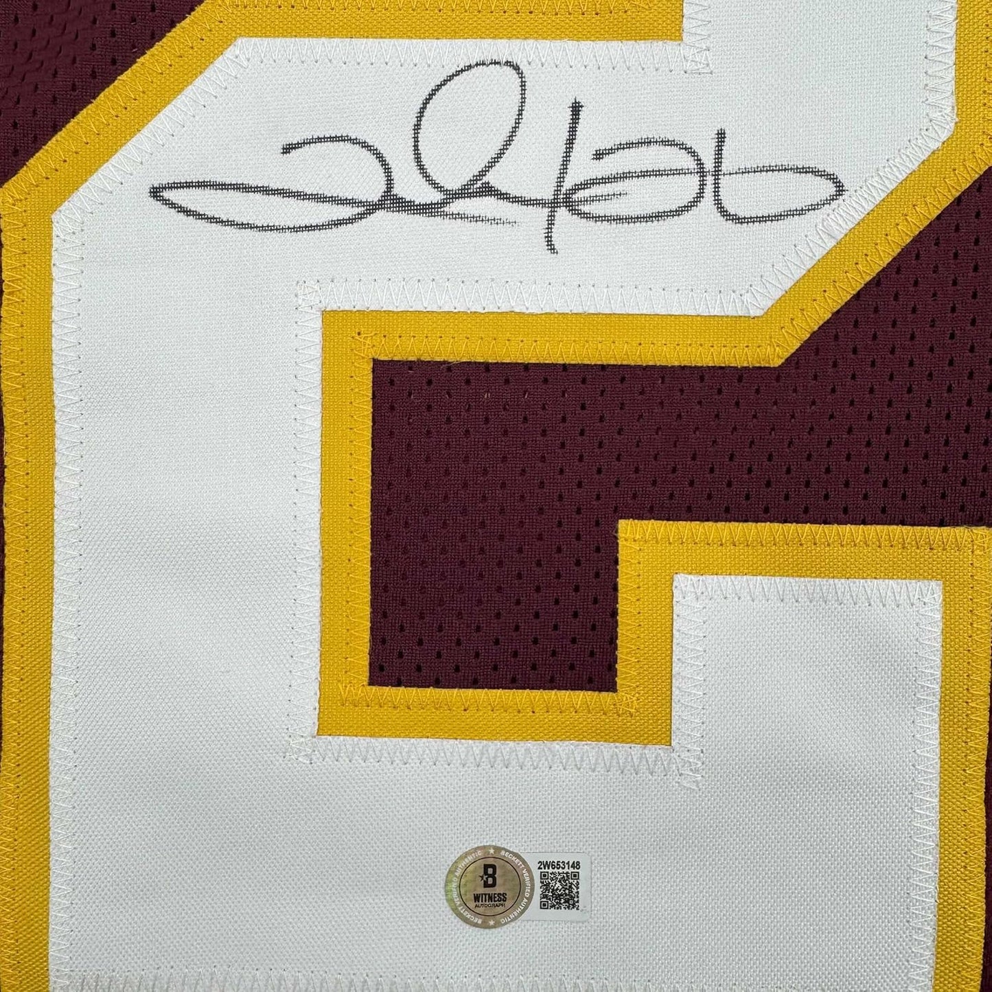 Framed Autographed/Signed Clinton Portis 35x39 Washington Burgundy Football Jersey Beckett BAS COA