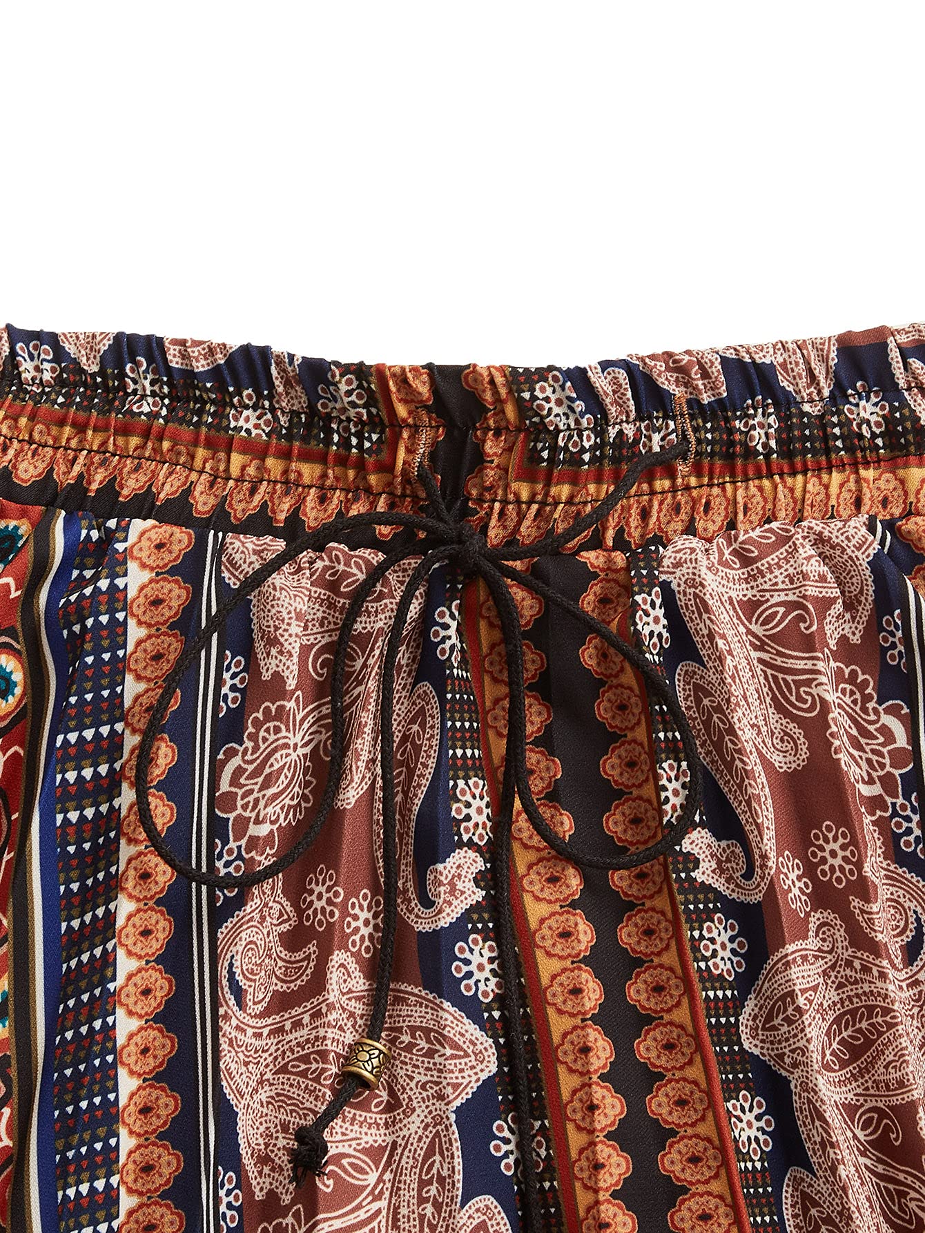 Floerns Women's Boho Elastic Waist Scarf Print Pleated Midi Skirt Multi Scarf S