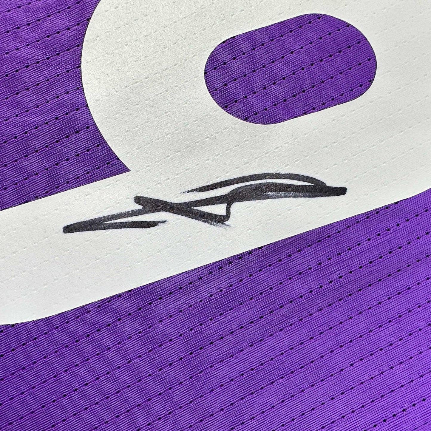 Framed Autographed/Signed Karim Benzema Real Madrid 35x39 2016-17 Purple Soccer Jersey Beckett BAS COA