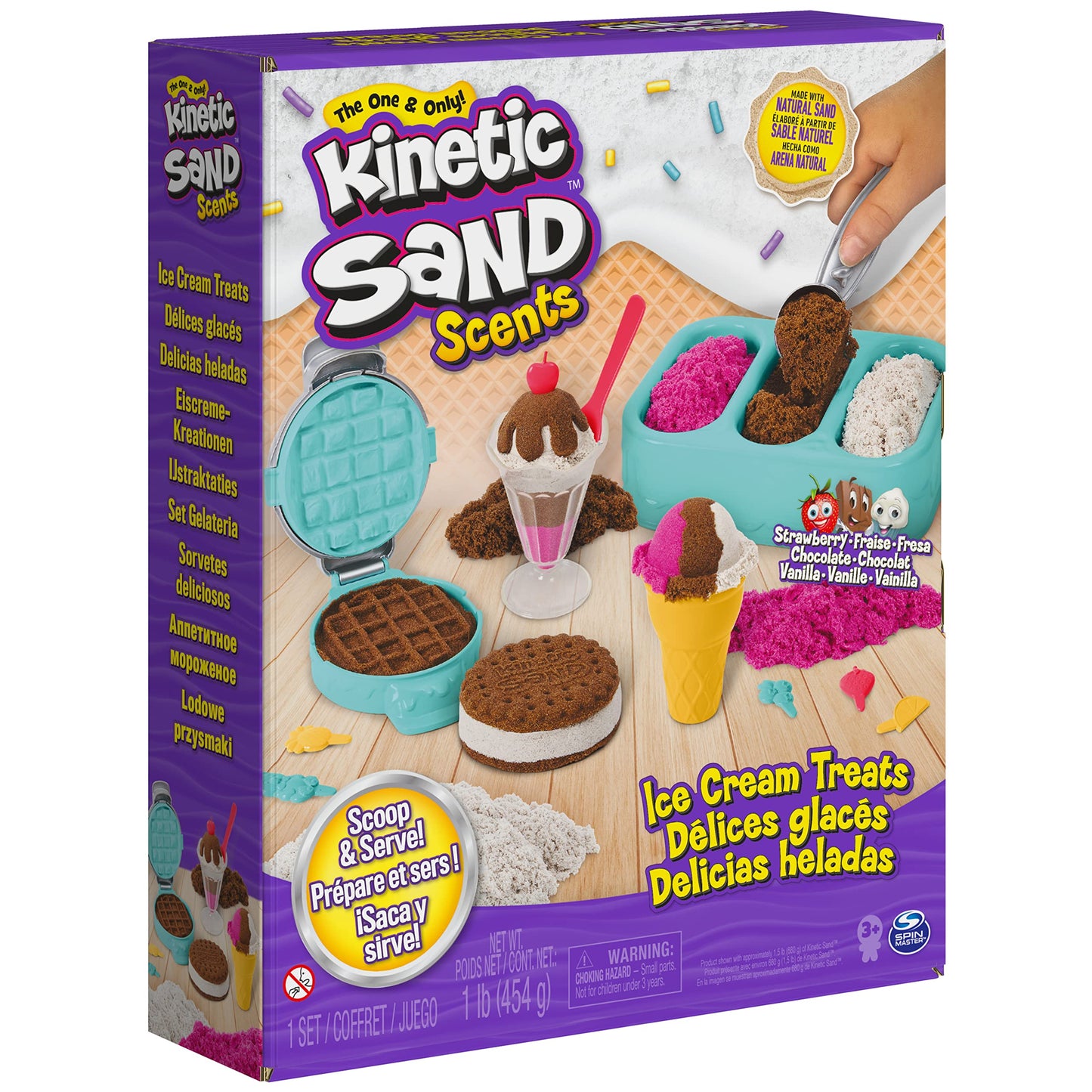 Kinetic Sand Scents Ice Cream Treats Playset 3 Colors 6 Serving Tools New