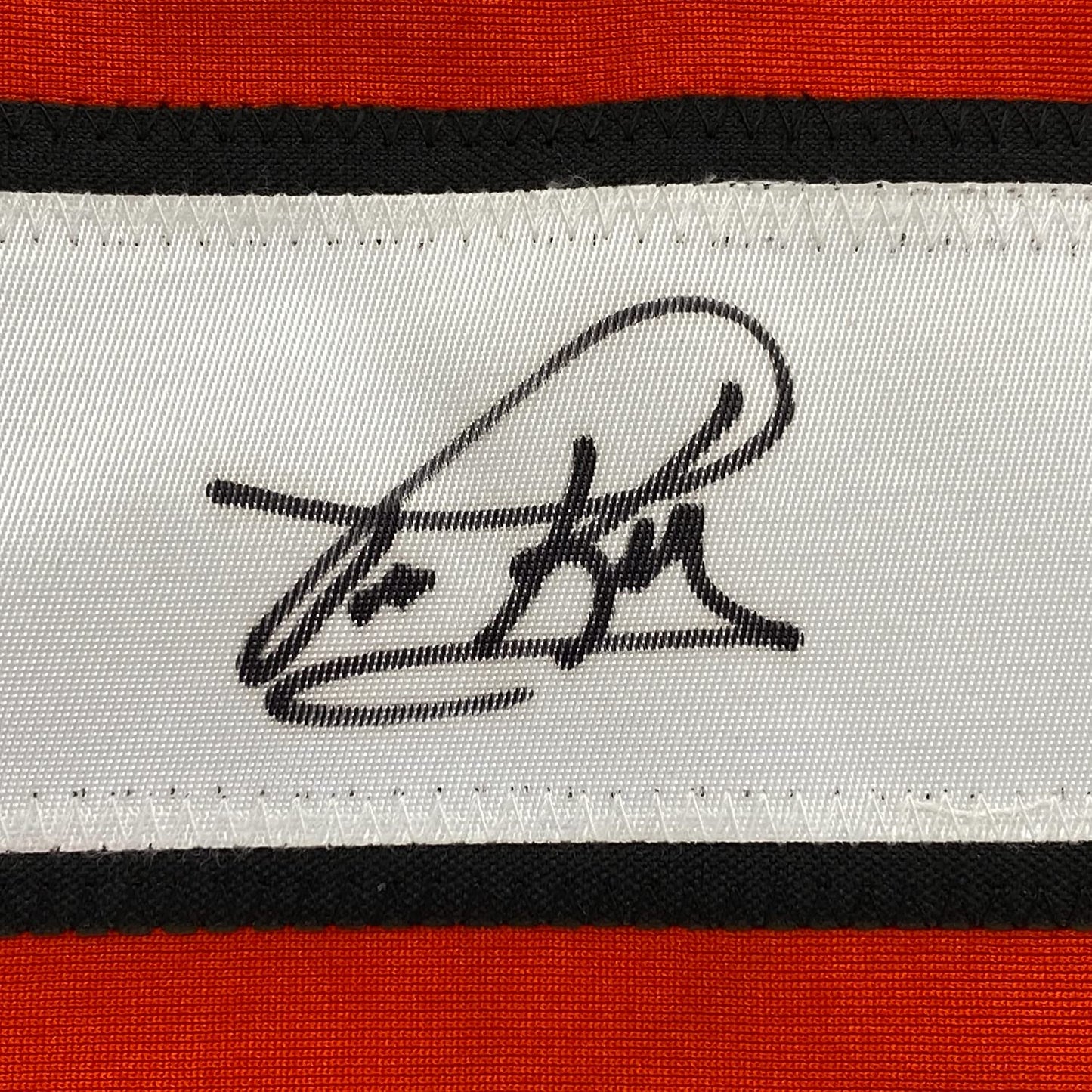 Framed Autographed/Signed Tim Kerr 35x39 Philadelphia Orange Hockey Jersey JSA COA