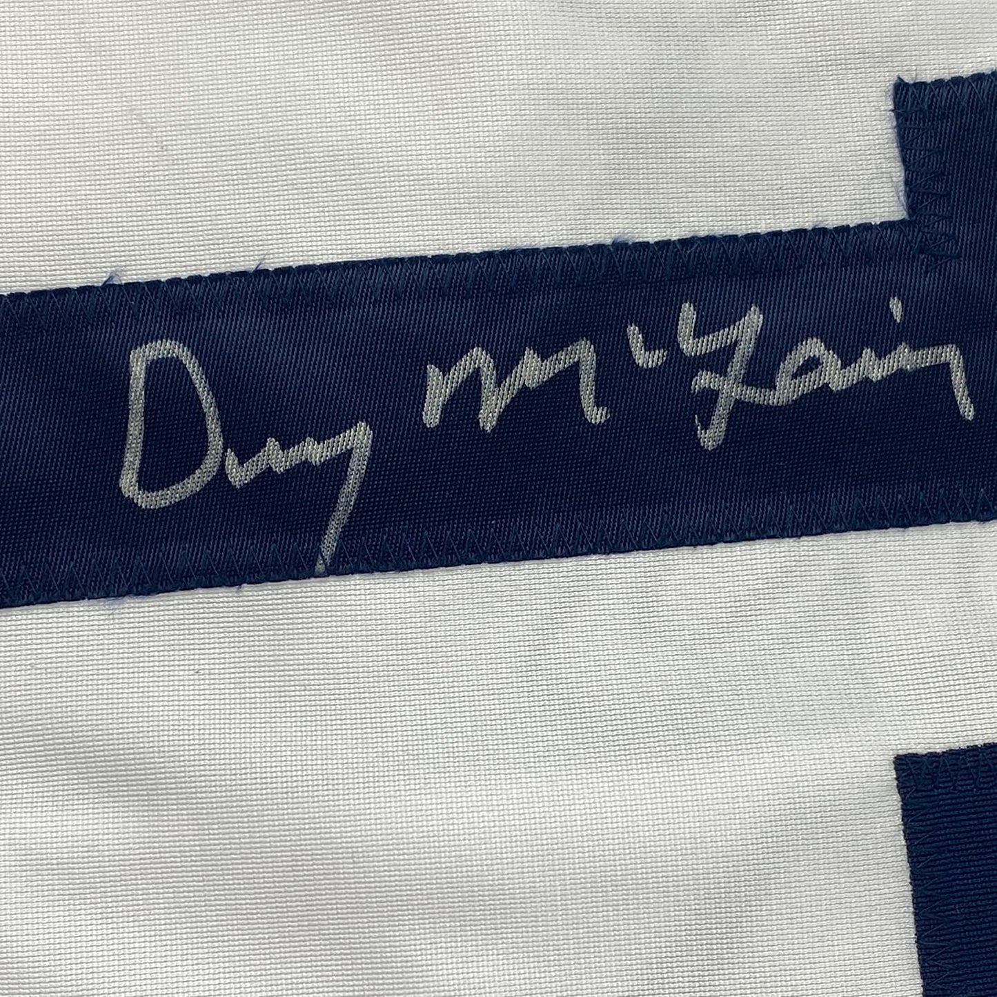 Framed Autographed/Signed Denny McLain 35x39 Detroit White Baseball Jersey JSA COA