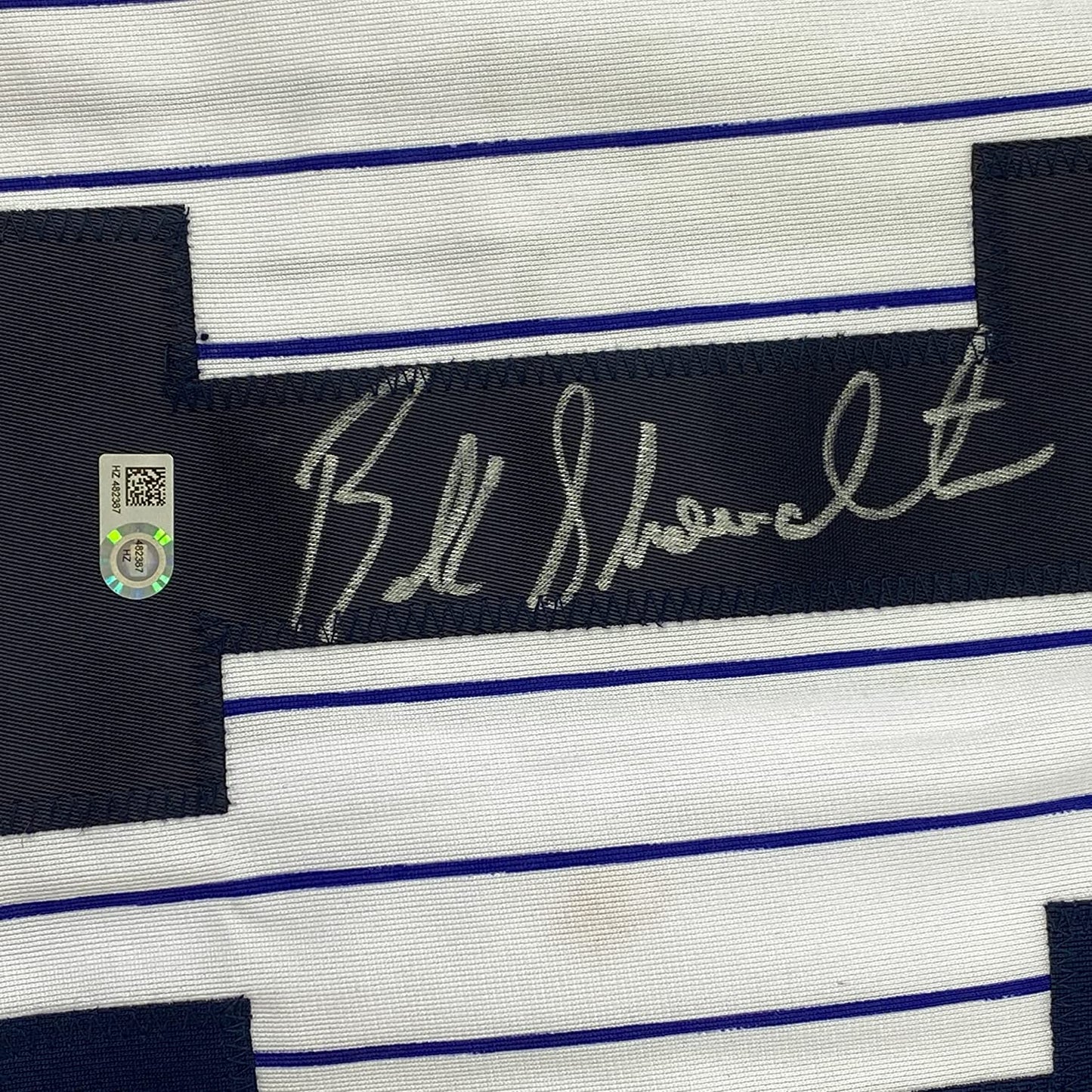 Framed Autographed/Signed Buck Showalter 35x39 New York Pinstripe Baseball Jersey MLB COA