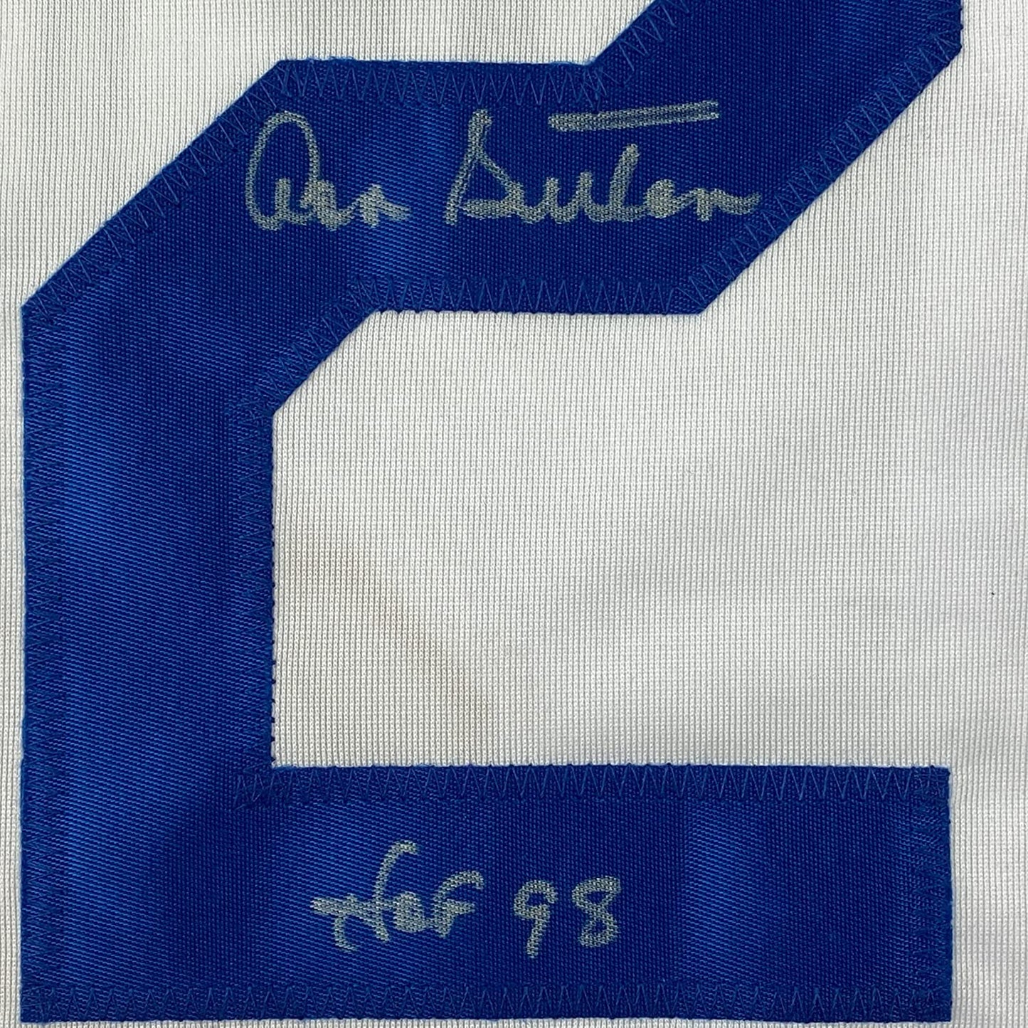 Framed Autographed/Signed Don Sutton HOF 98 35x39 Los Angeles LA White Baseball Jersey JSA COA