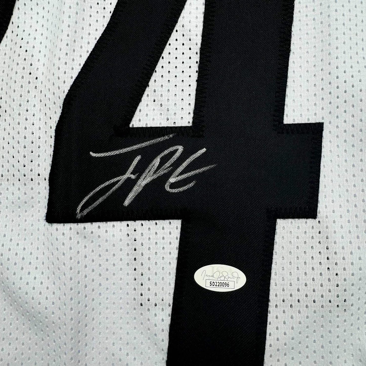 Framed Autographed/Signed Joey Porter Jr. 35x39 Pittsburgh White Football Jersey JSA COA