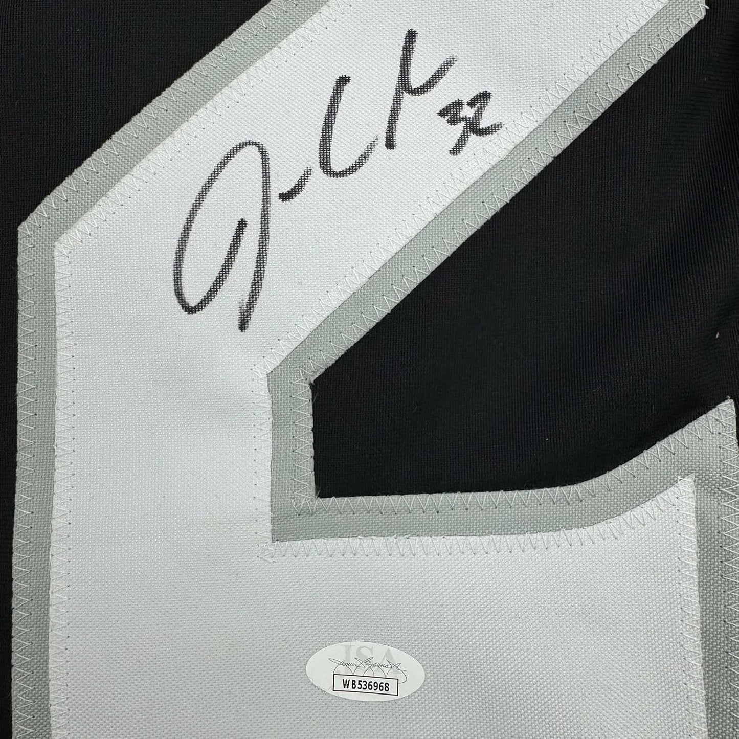 Framed Autographed/Signed Jonathan Quick 35x39 Los Angeles LA Black Hockey Jersey JSA COA