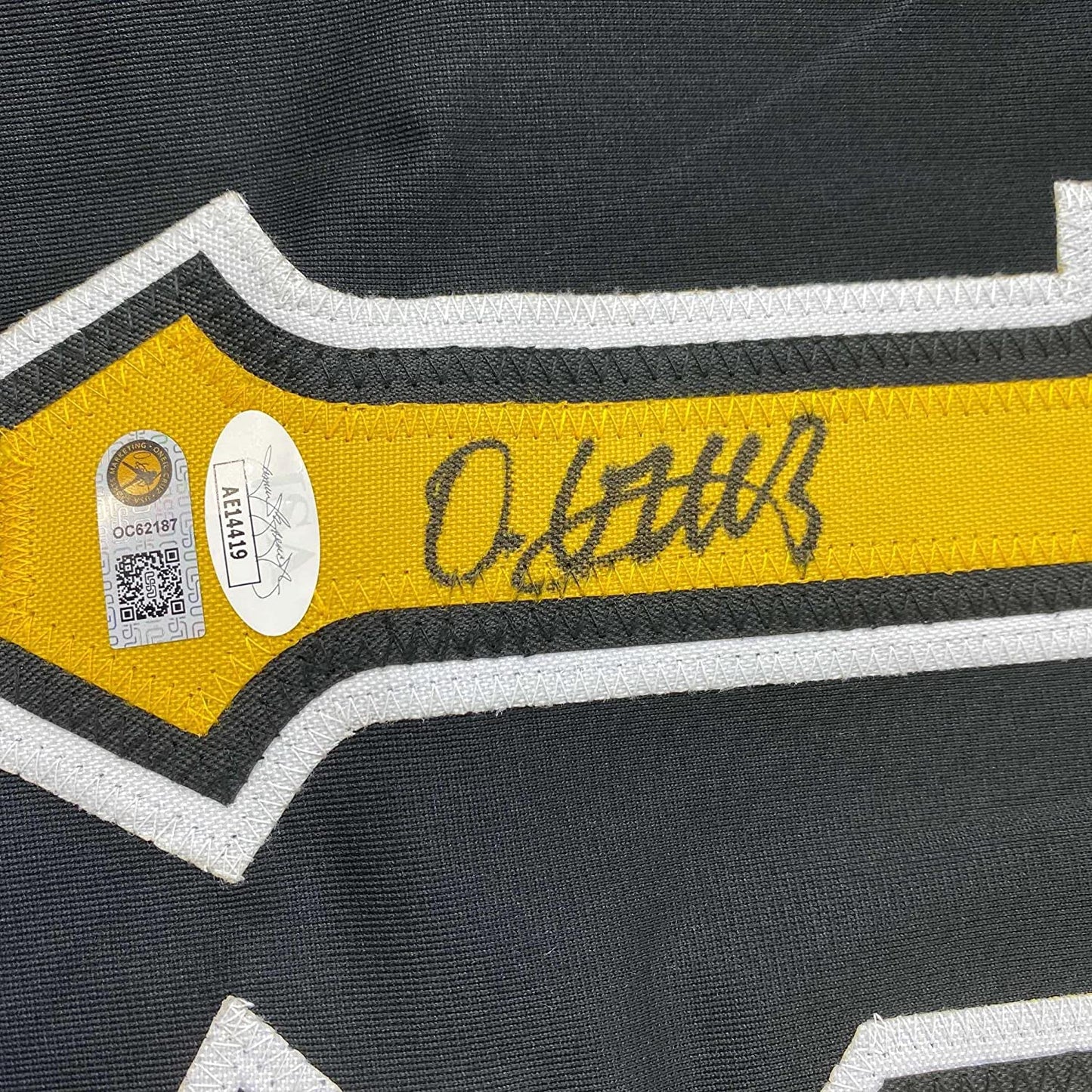 Framed Autographed/Signed Oneil Cruz 35x39 Pittsburgh Black Baseball Jersey JSA COA