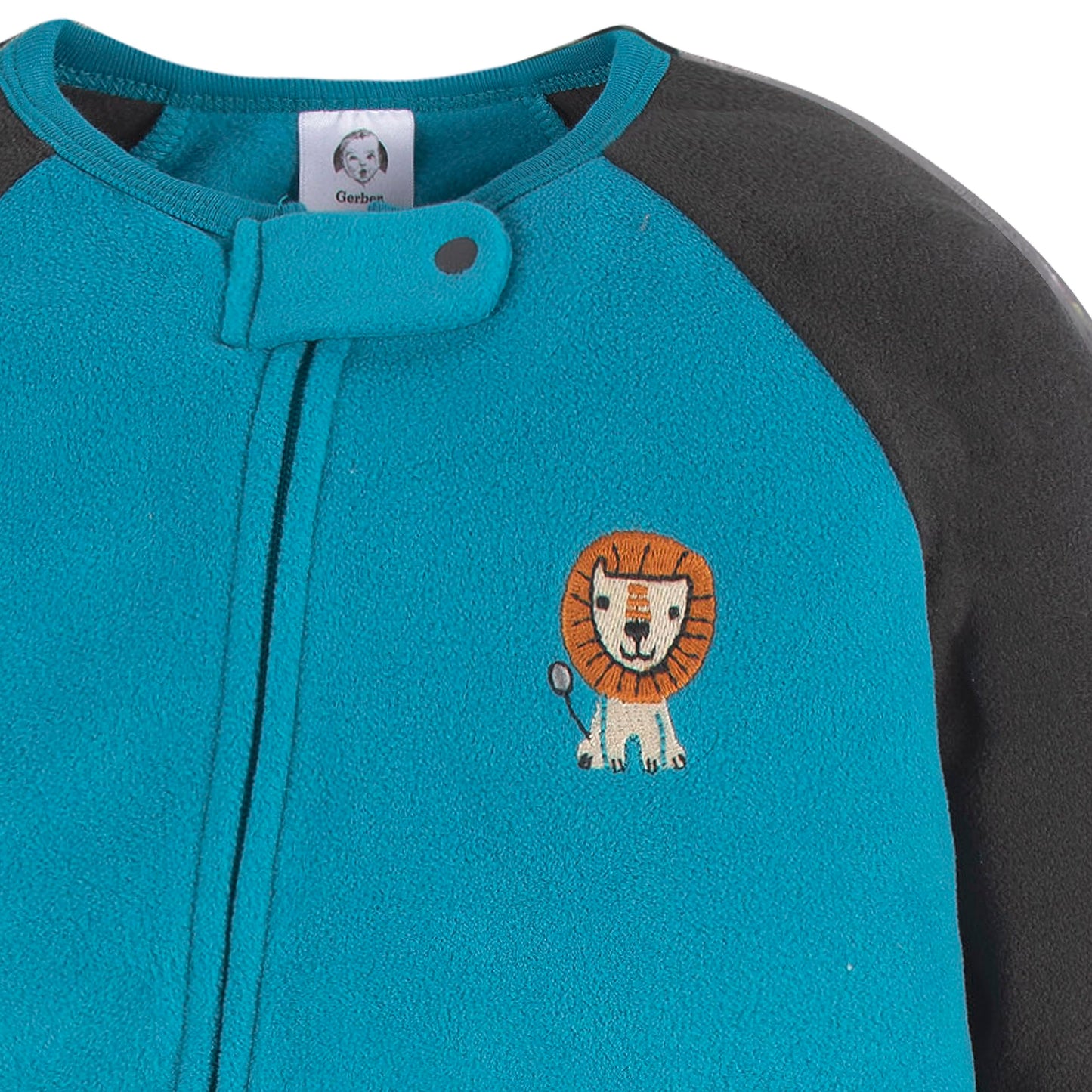Gerber Baby Boys' Toddler Loose Fit Flame Resistant Fleece Footed Pajamas 2-Pack, Brown Lion, 6-9 Months