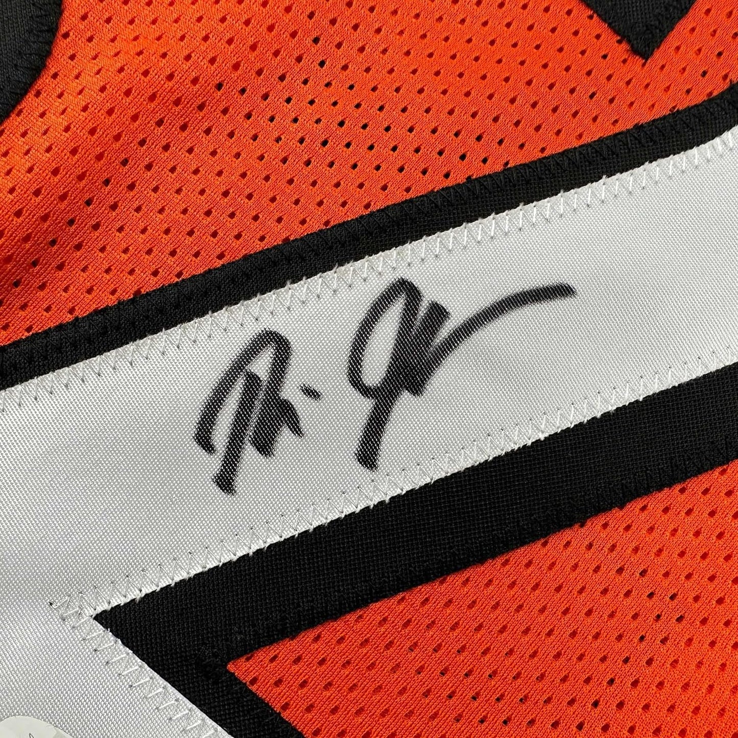 Framed Autographed/Signed Rudi Johnson 35x39 Cincinnati Orange Football Jersey JSA COA