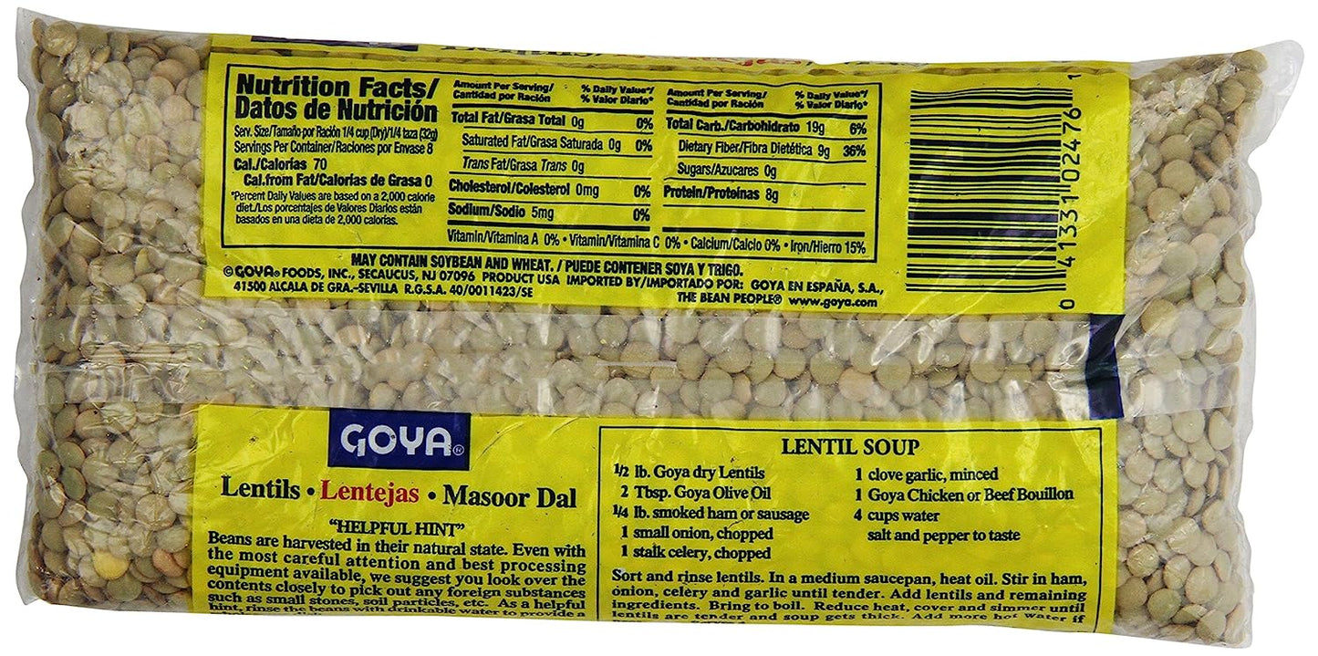 Goya Lentils Beans, 1 Pound (Pack of 24)